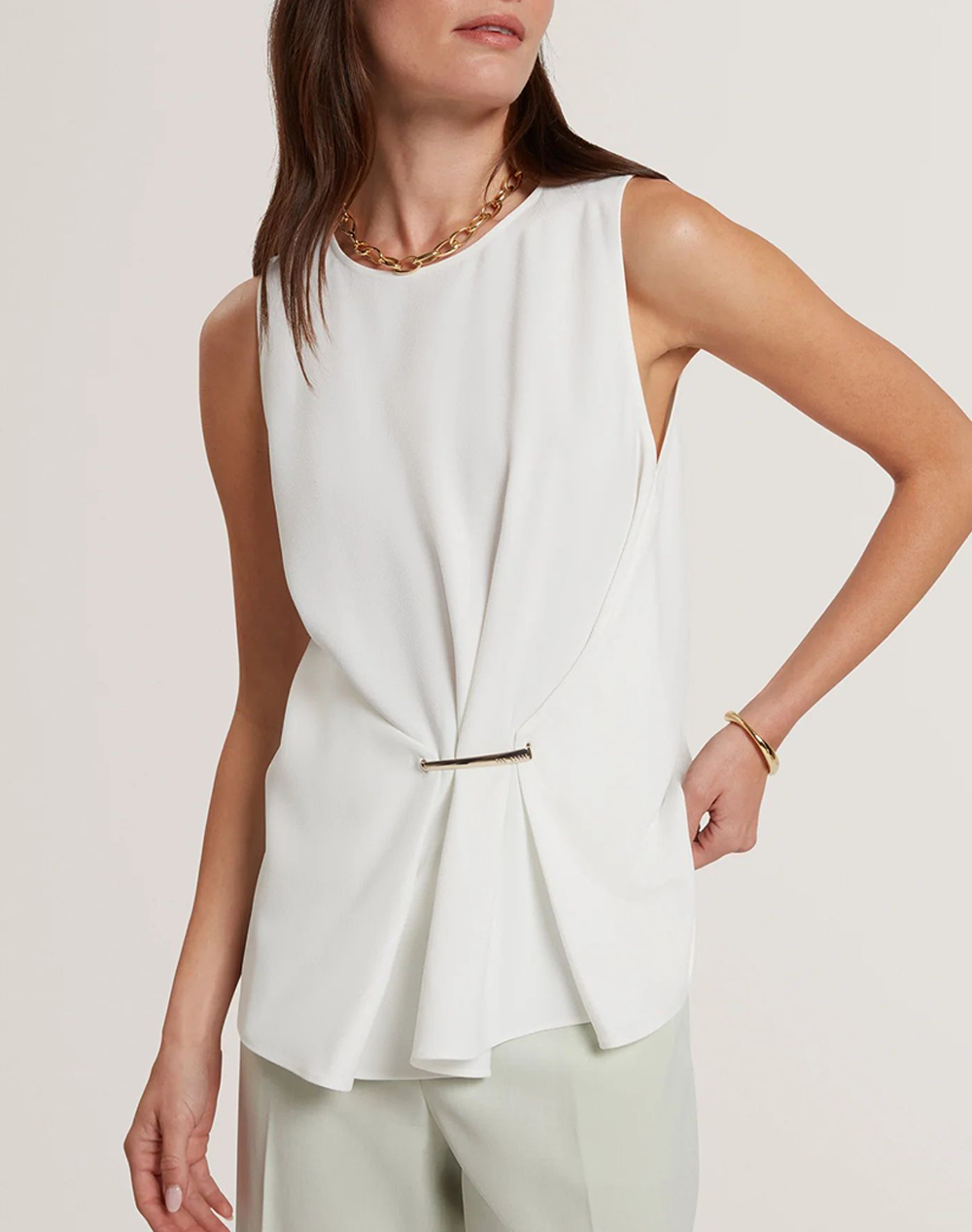 Ted Baker Alayra Draped Pebble Detail Top Γυναικα Ρουχα Μπλουζες Τοπ/Κορμακια Ivory Συνθετικο 284194 Ivory