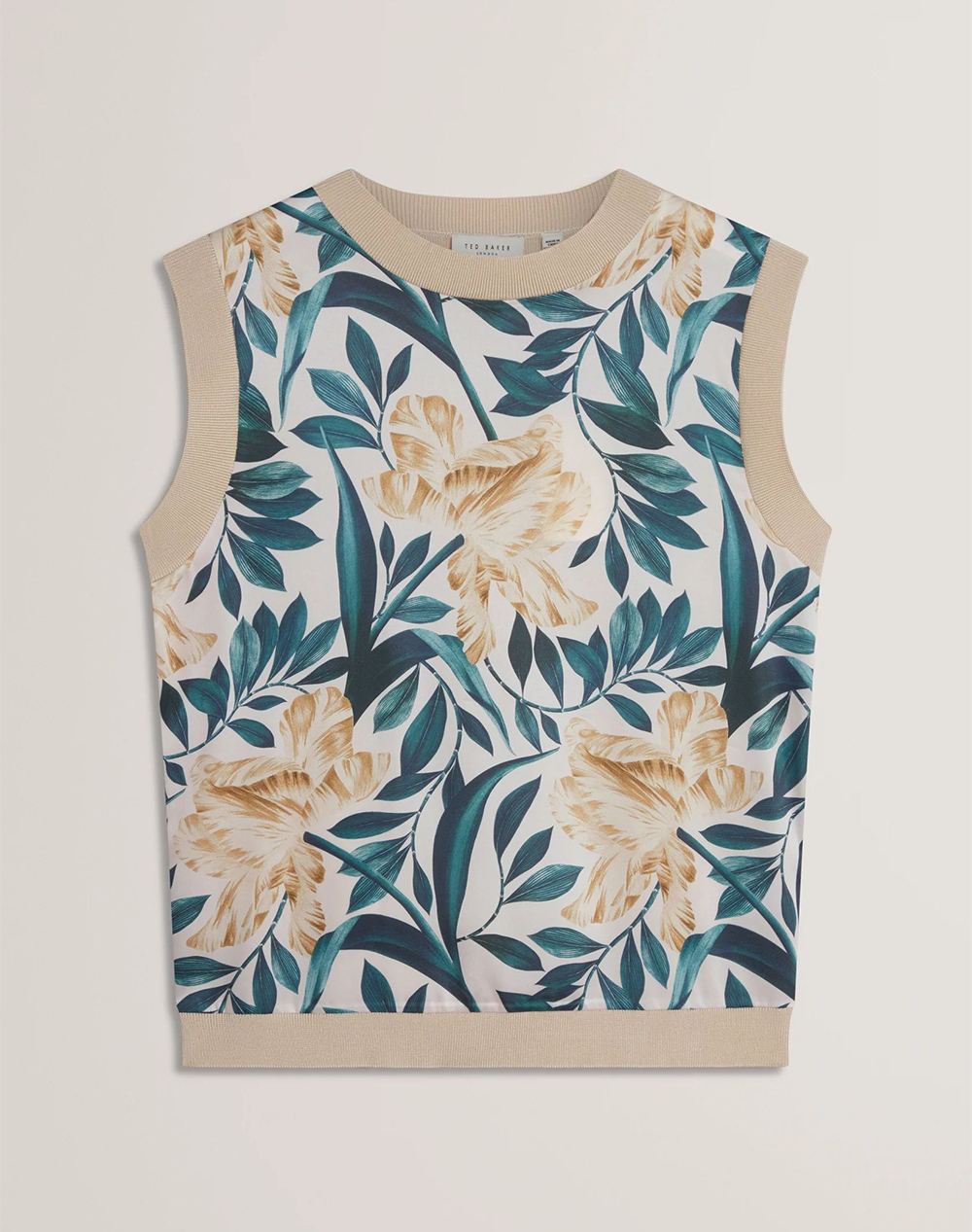 Ted Baker Aylli Printed Woven Front Sleeveless Top Γυναικα Ρουχα Μπλουζες Πλεκτα Mixed Βισκοζσυνθετικο 282796 Ivory