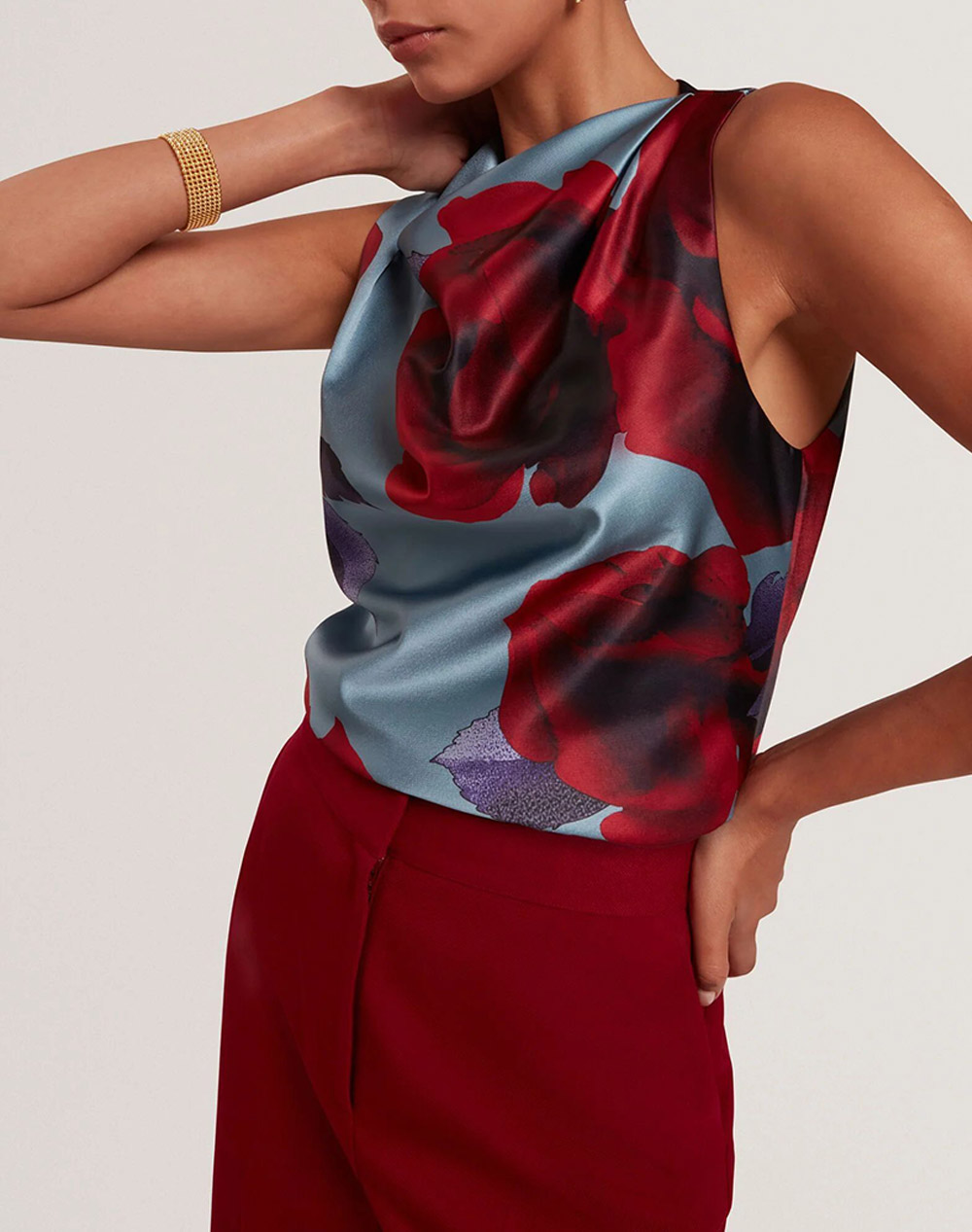 Ted Baker Harplyn Print Sleeveless Drape Neck Top Γυναικα Ρουχα Μπλουζες Τοπ/Κορμακια Mixed Συνθετικο 283850 Lt - Koolfly