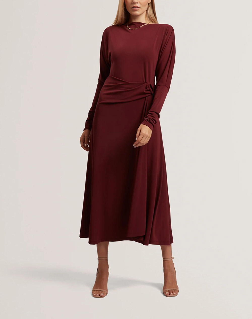Ted Baker Ralhaa Wrap Jersey Midi Dress Γυναικα Ρουχα Φορεματα Bordeux Υφασμα 280865 Oxblood - Koolfly