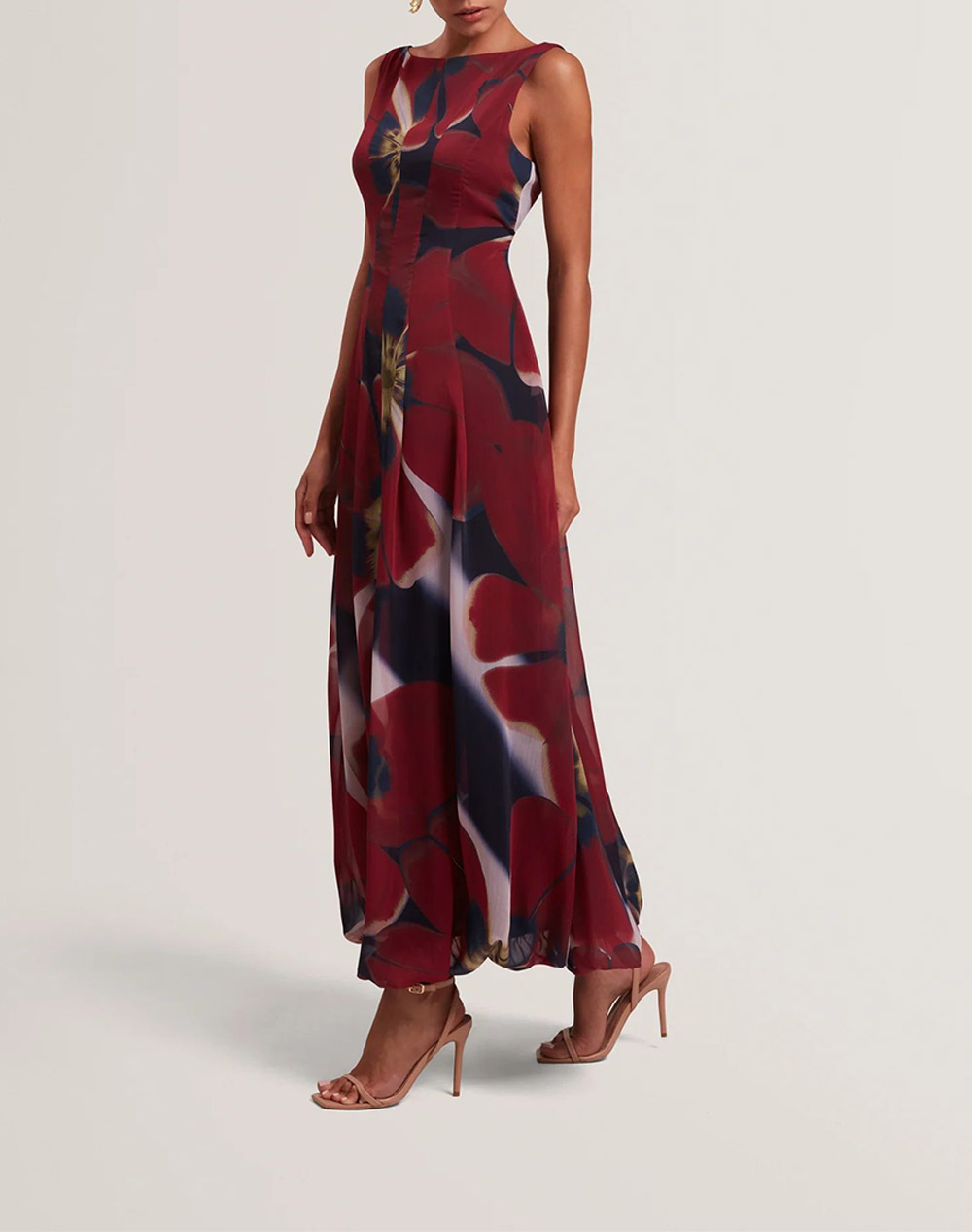 Ted Baker Laynia Printed Seam Detail Bubble Hem Midi Dres Γυναικα Ρουχα Φορεματα Mixed Συνθετικο 282437 Navy - Koolfly