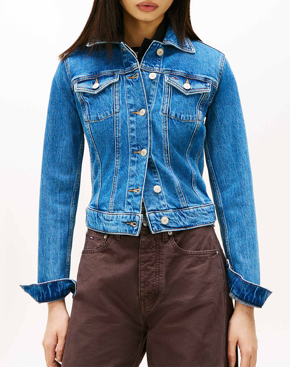 Tommy Jeans Vivianne Skn Jacket Ci8132 Ext Γυναικα Ρουχα Πανωφορια Μπουφαν Μπουφαν Denimblue Βαμβακι,Με Ελασταν Dw0dw22489 1A5 - Koolfly