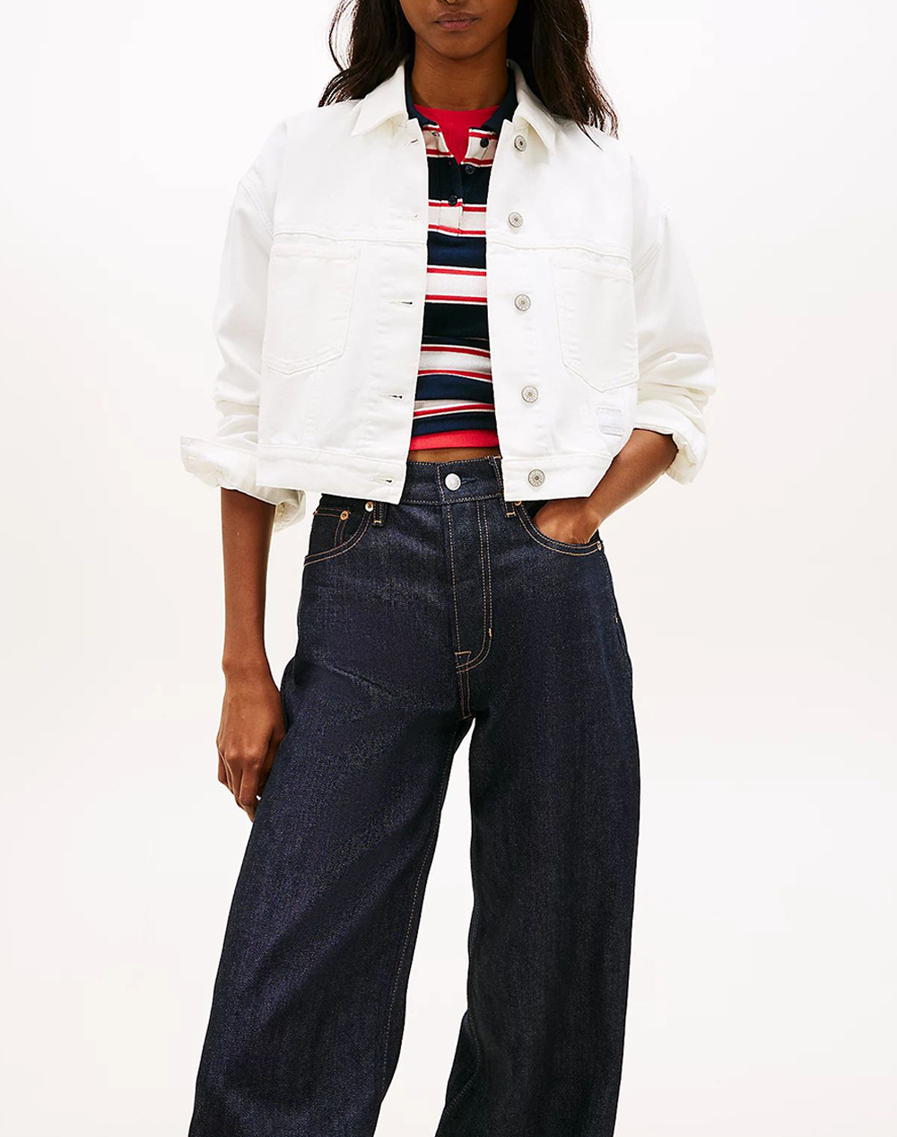 Tommy Jeans Ovsz Crop Trckr Jckt Flg Bj6099 Γυναικα Ρουχα Πανωφορια Μπουφαν Μπουφαν White Βαμβακι Dw0Dw21979 1D0