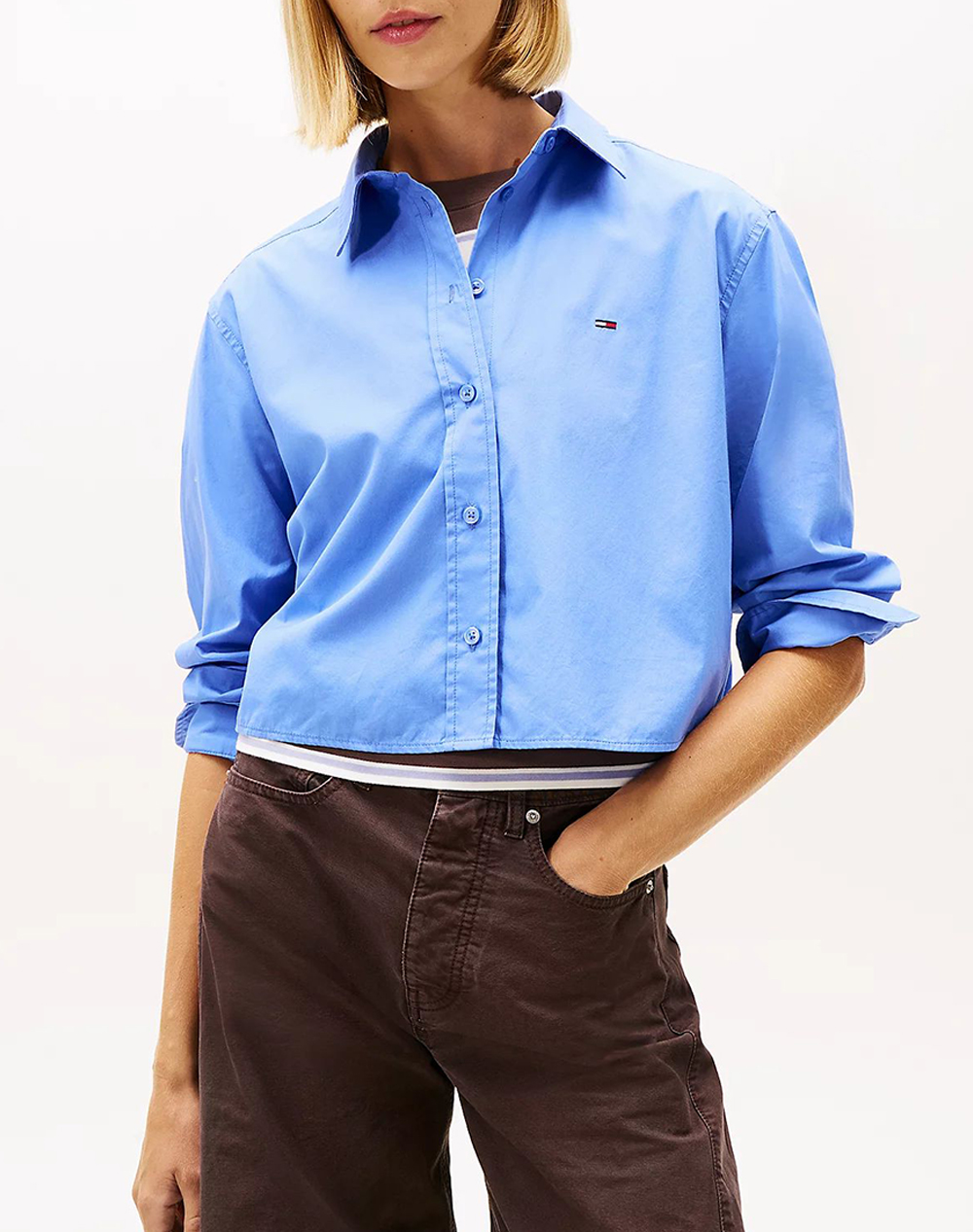 Tommy Jeans Tjw Crp Rlx Shirt Γυναικα Ρουχα Πουκαμισα Blue Βαμβακι Dw0dw22078 C58 - Koolfly