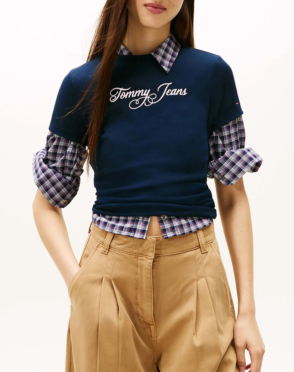 Tommy Jeans Tjw Slim Ess Logo 1 Rib Tee Ext Γυναικα Ρουχα Μπλουζες Τ Shirt Darkblue Βαμβακιμε Ελασταν Dw0Dw21838 C1G