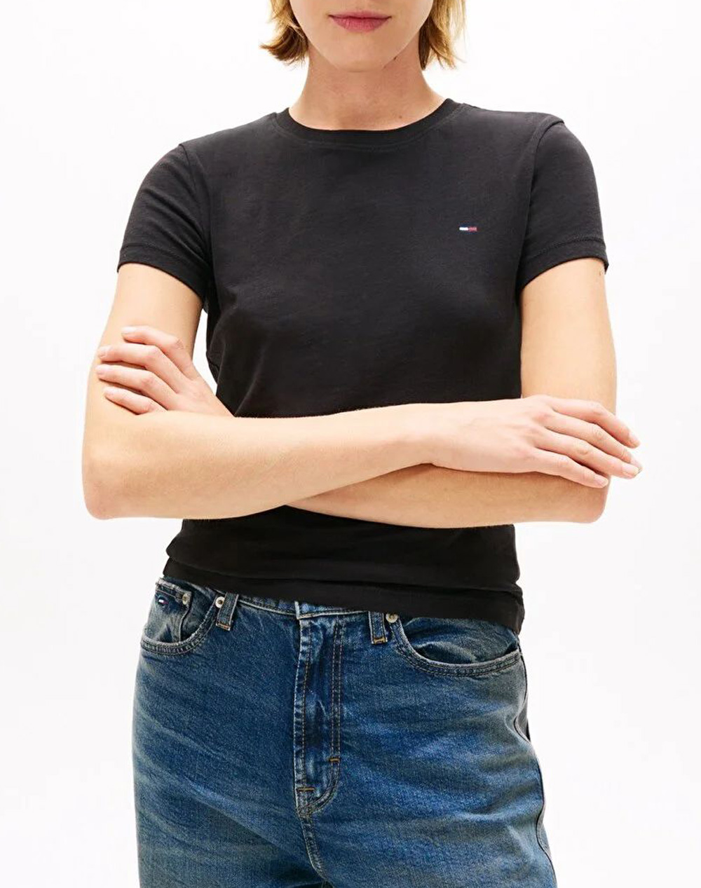 Tommy Jeans Tjw C Neck Tee Γυναικα Ρουχα Μπλουζες Τ Shirt Black Βαμβακι Dw0Dw20459 Bds