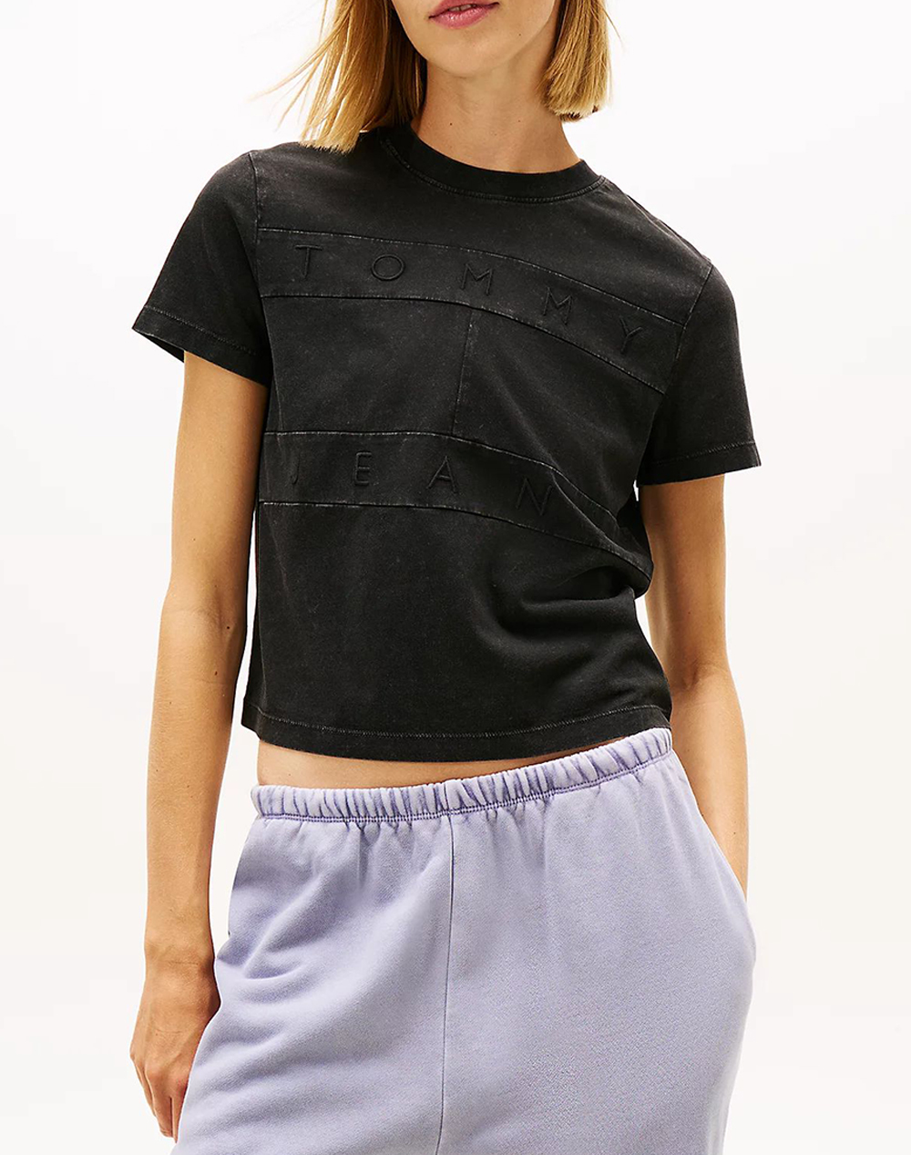 Tommy Jeans Tjw Reg Sh Tonal Flag Tee Γυναικα Ρουχα Μπλουζες Τ Shirt Black Βαμβακι Dw0Dw22539 Bds