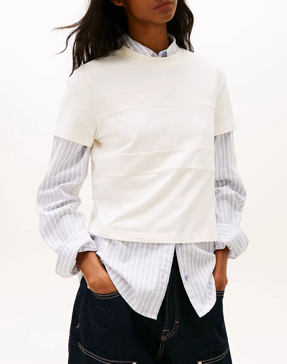Tommy Jeans Tjw Reg Sh Tonal Flag Tee Γυναικα Ρουχα Μπλουζες Τ Shirt Offwhite Βαμβακι Dw0dw22539 Ybh - Koolfly