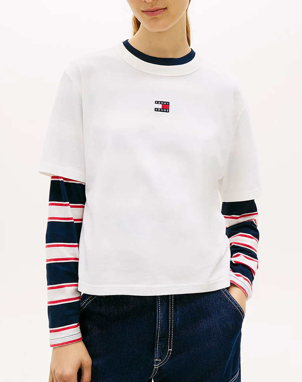 Tommy Jeans Tjw Bxy Badge Tee Ext Γυναικα Ρουχα Μπλουζες Τ Shirt Offwhite Βαμβακι Dw0dw22202 Ybl - Koolfly