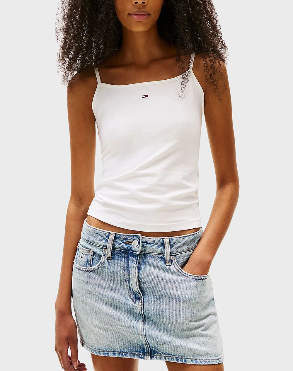 Tommy Jeans Tjw Essential Strap Top Ext Γυναικα Ρουχα Μπλουζες Τοπ/Κορμακια Offwhite Βαμβακιμε Ελασταν Dw0Dw20675 Ybl