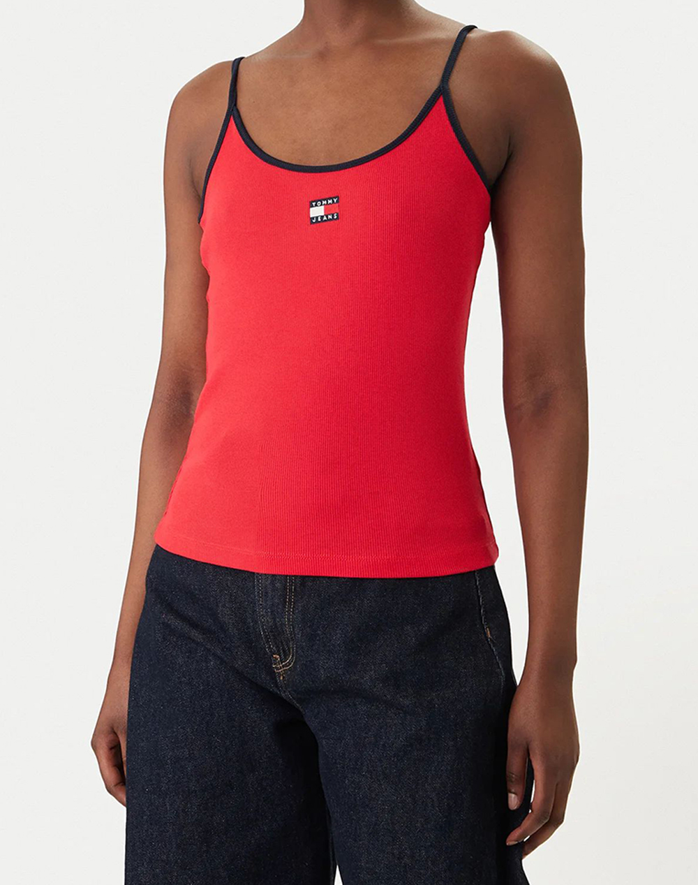 Tommy Jeans Tjw Slim Badge Strappy Top Γυναικα Ρουχα Μπλουζες Τοπ/Κορμακια Red Βαμβακιμε Ελασταν Dw0Dw22261 Xk3