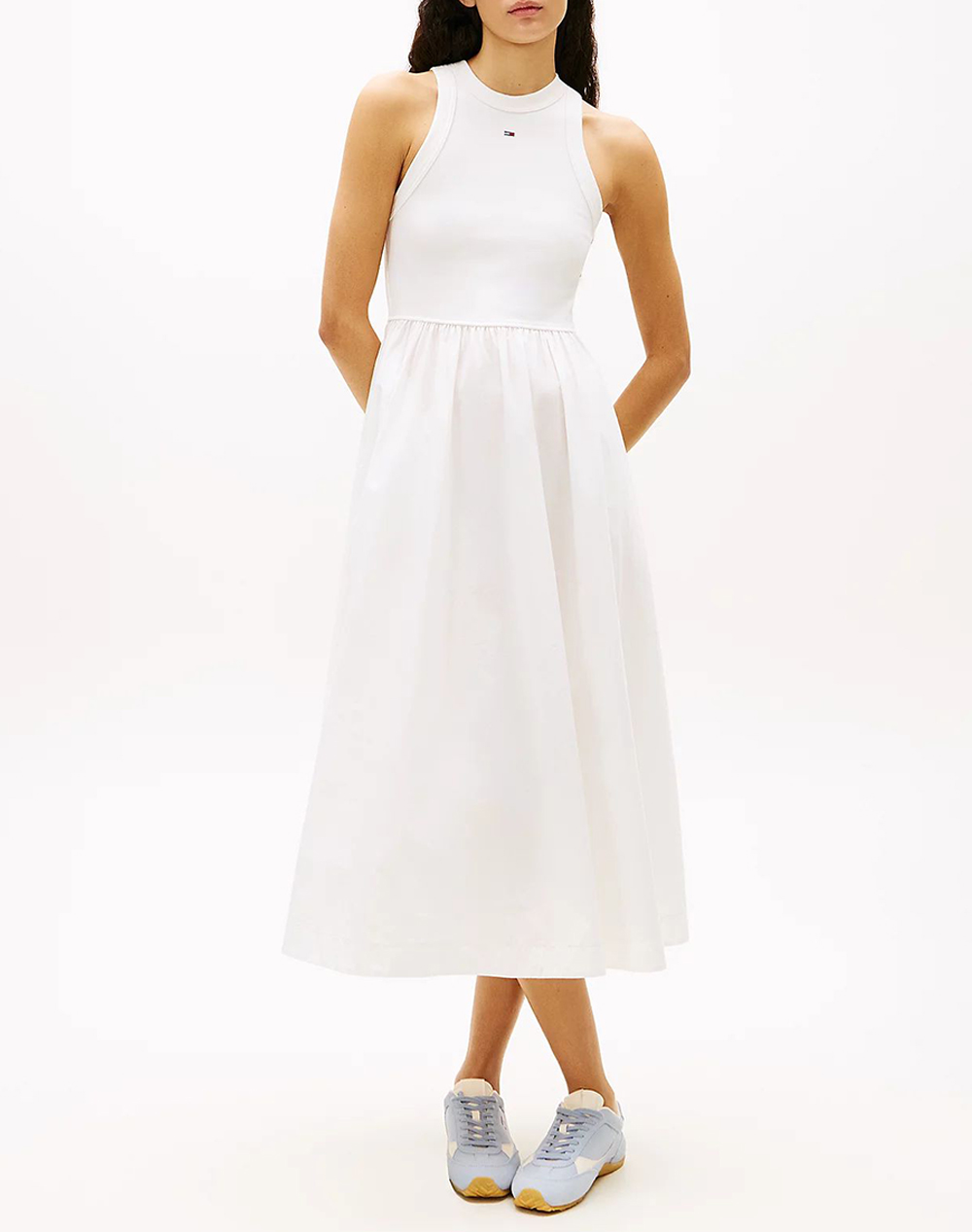 Tommy Jeans Tjw Rib Poplin Tank Dress Ext Γυναικα Ρουχα Φορεματα Ecru Βαμβακι Dw0Dw22593 Ybl