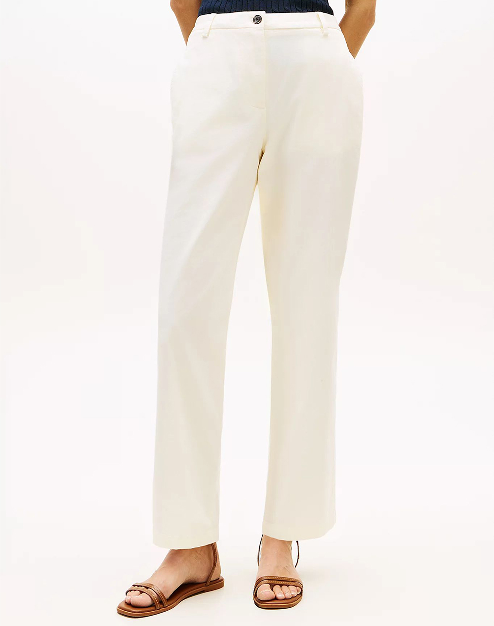 Tommy Hilfiger Co Gmd Slim Straight Chino Γυναικα Ρουχα Παντελονια Chinos Cream Βαμβακιμε Ελαστανσυνθετικο Ww0Ww49647 Aef
