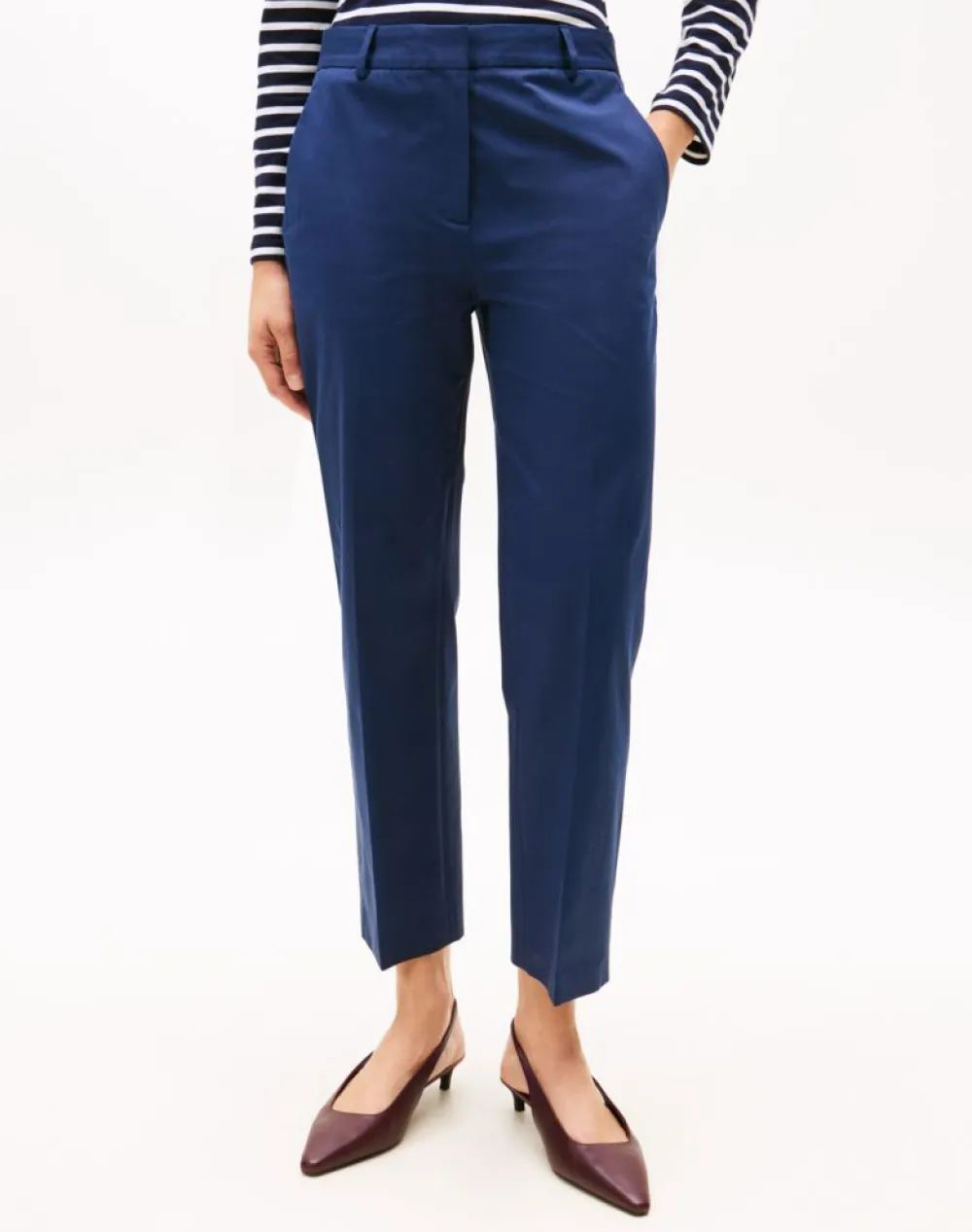 Tommy Hilfiger Slim Straight Co Chino Γυναικα Ρουχα Παντελονια Chinos Blue Βαμβακιμε Ελαστανσυνθετικο Ww0Ww40504 Cun