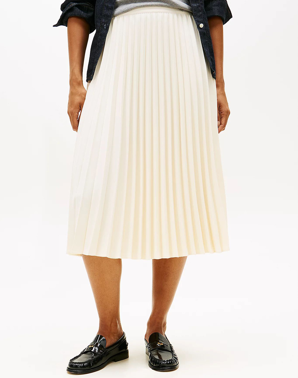 Tommy Hilfiger Fluid Pleated Pull On Midi Skirt Γυναικα Ρουχα Φουστες Cream Συνθετικο Ww0Ww48538 Aef