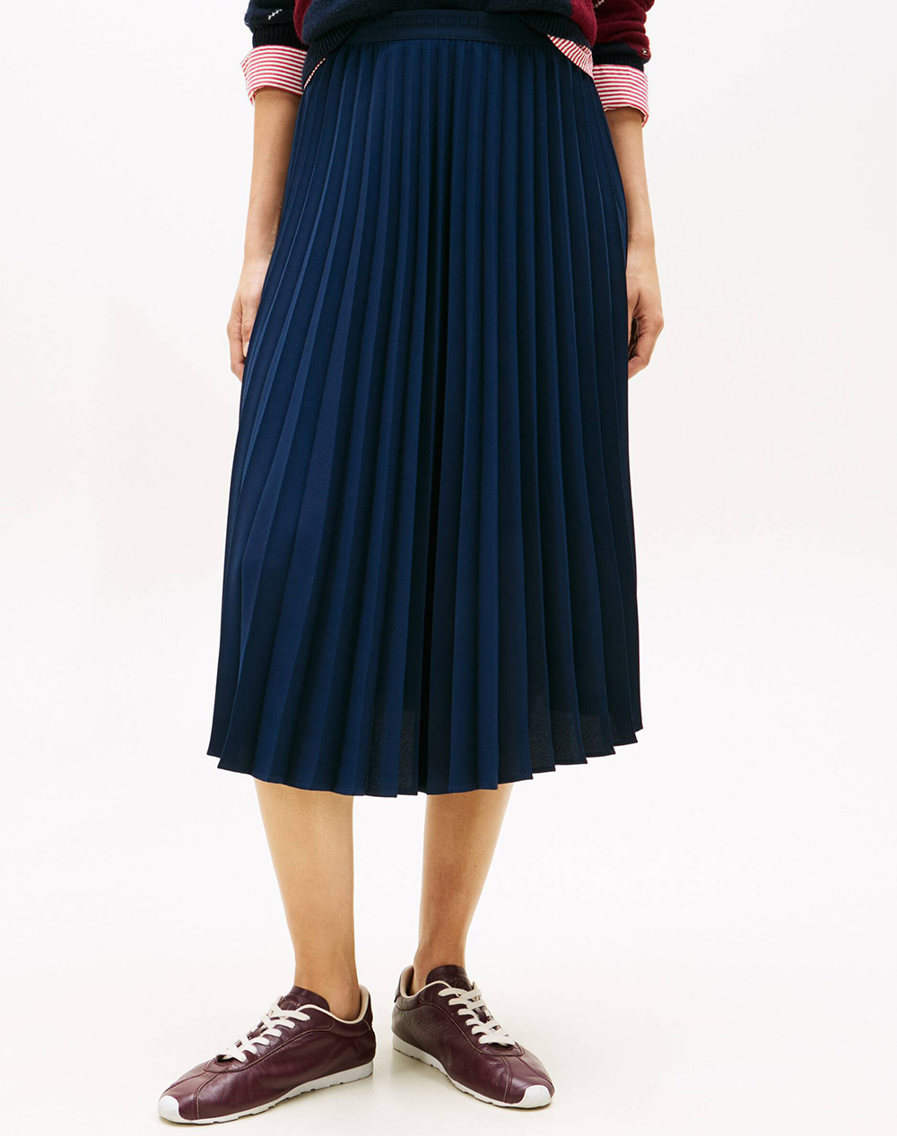 Tommy Hilfiger Fluid Pleated Pull On Midi Skirt Γυναικα Ρουχα Φουστες Darkblue Συνθετικο Ww0ww48538 C1g - Koolfly