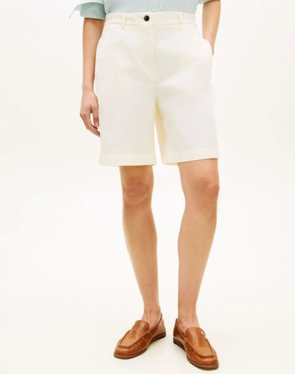 Tommy Hilfiger Co Gmd Blend Chino Short Γυναικα Ρουχα Σορτς / Βερμουδες Βερμουδες Cream Βαμβακιμε Ελαστανσυνθετικο Ww0Ww49648 Aef