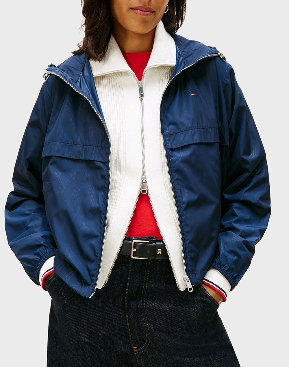 Tommy Hilfiger Nylon Flag Aop Windbreaker Γυναικα Ρουχα Πανωφορια Μπουφαν Μπουφαν Navyblue Συνθετικο Ww0ww48001 C1g - Koolfly
