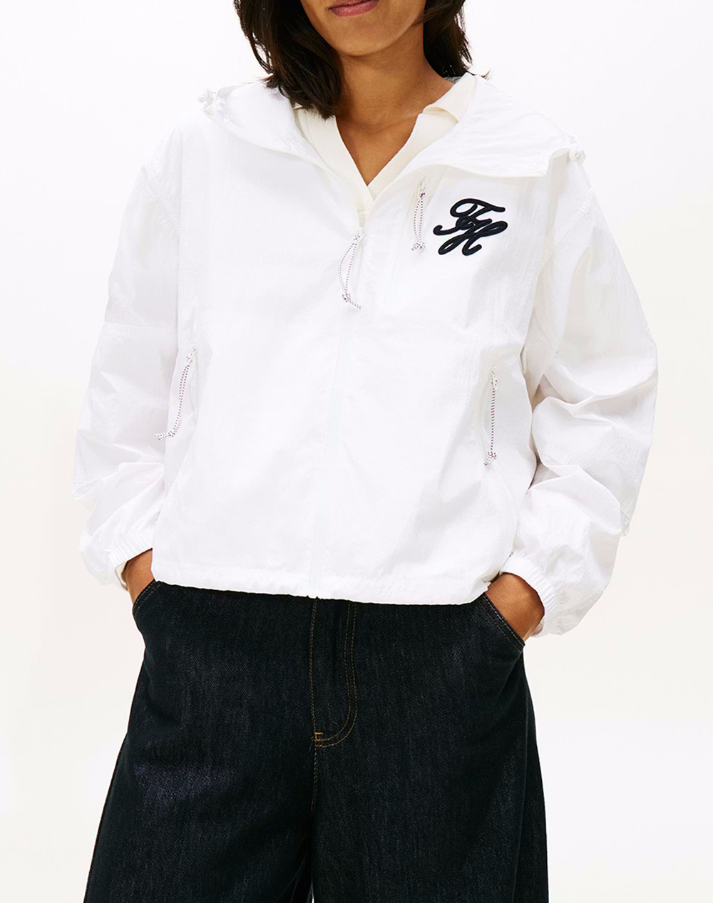 Tommy Hilfiger Rip Stop Nylon Th Windbreaker Γυναικα Ρουχα Πανωφορια Μπουφαν Μπουφαν Offwhite Συνθετικο Ww0Ww47769 Ybl