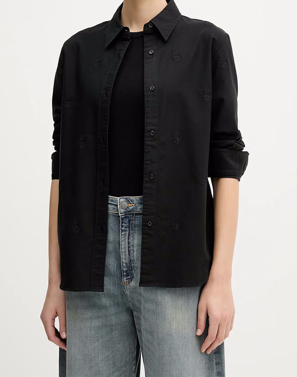 Tommy Hilfiger Oxford Aop Relaxed Shirt Γυναικα Ρουχα Πουκαμισα Black Βαμβακι Ww0ww49386 Bds - Koolfly