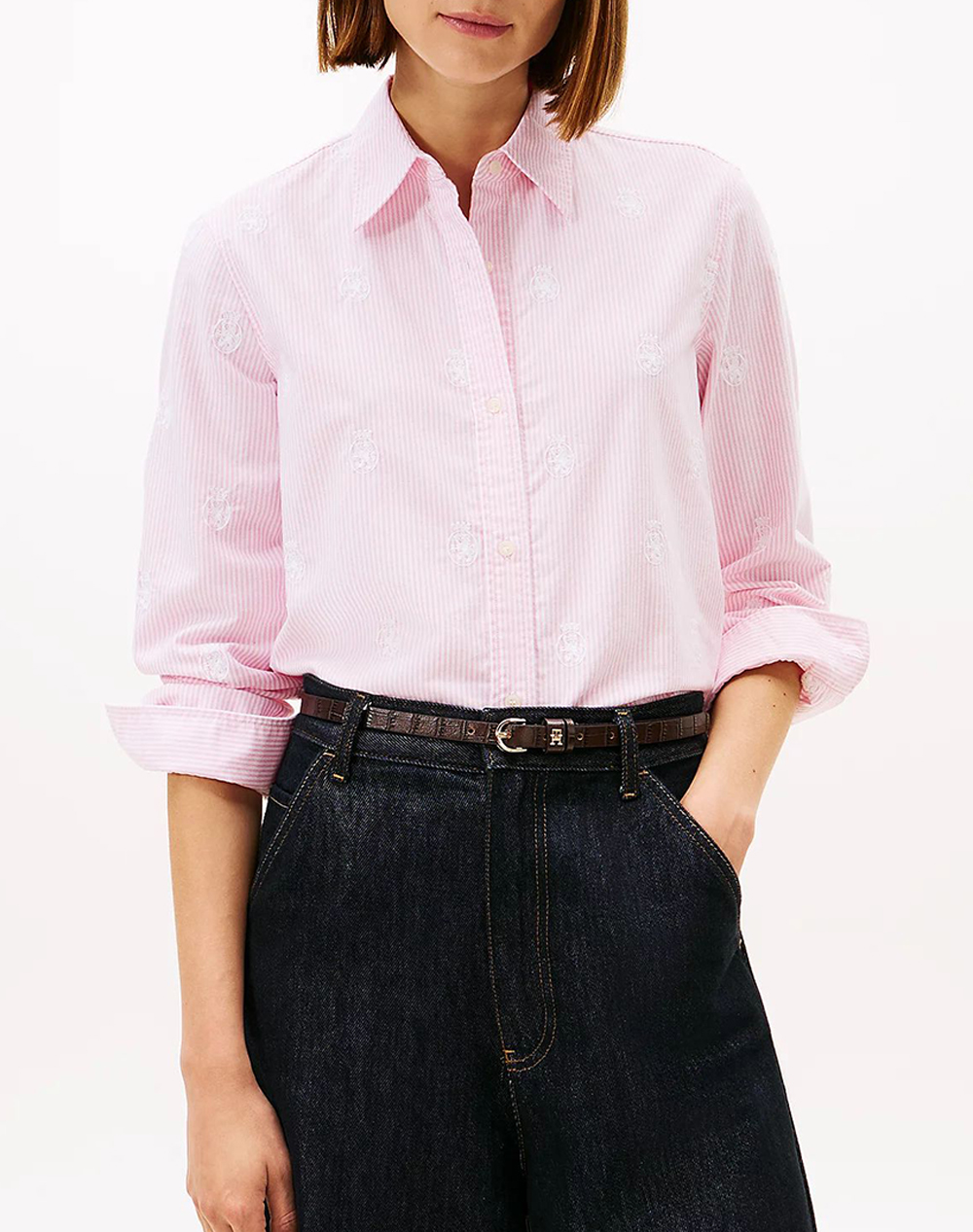 Tommy Hilfiger Oxford Aop Relaxed Shirt Γυναικα Ρουχα Πουκαμισα Lightpink Βαμβακι Ww0Ww49386 04J