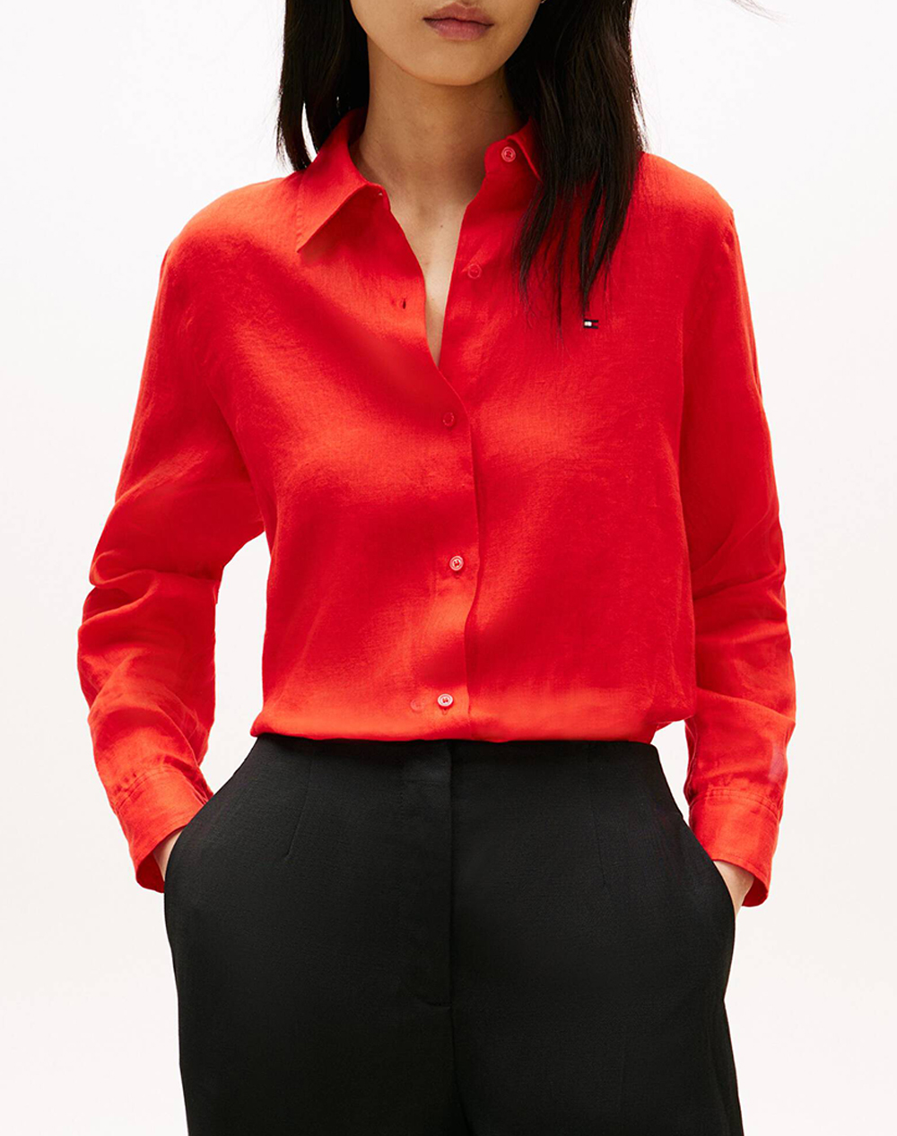 Tommy Hilfiger Ess Linen Relaxed Shirt Γυναικα Ρουχα Πουκαμισα Red Λινο Ww0Ww44679 Sne