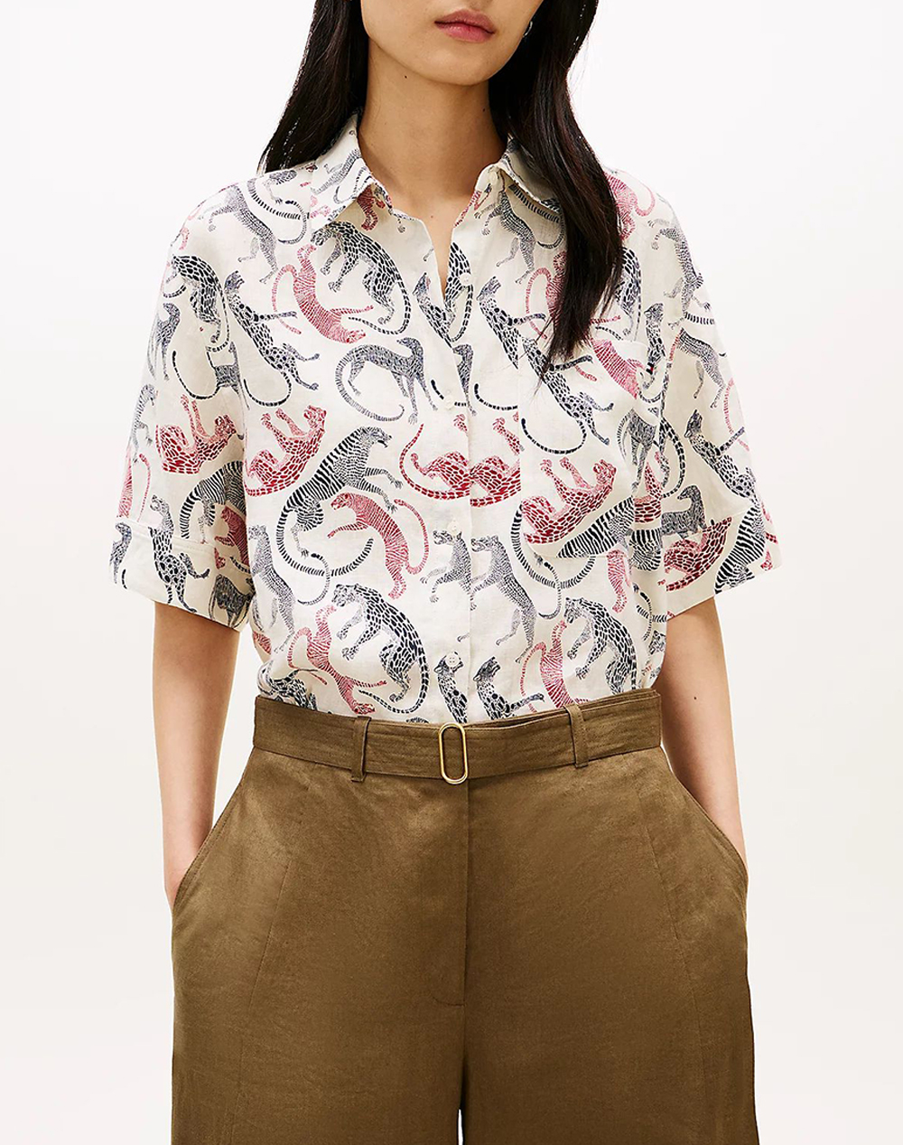 Tommy Hilfiger Ess Linen Ss Shirt Γυναικα Ρουχα Πουκαμισα Multi Λινο Ww0Ww48925 0F6