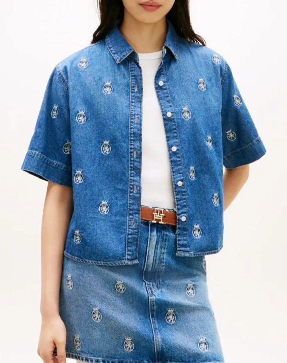 Tommy Hilfiger Dnm Finn Aoe Relaxed Ss Shirt Γυναικα Ρουχα Πουκαμισα Denimblue Βαμβακι Ww0Ww50624 1A7