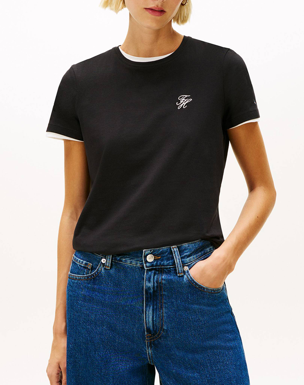 Tommy Hilfiger Th Script Reg C Nk Ss Tee Γυναικα Ρουχα Μπλουζες Τ Shirt Black Βαμβακι,Με Ελασταν Ww0ww47809 Bds - Koolfly