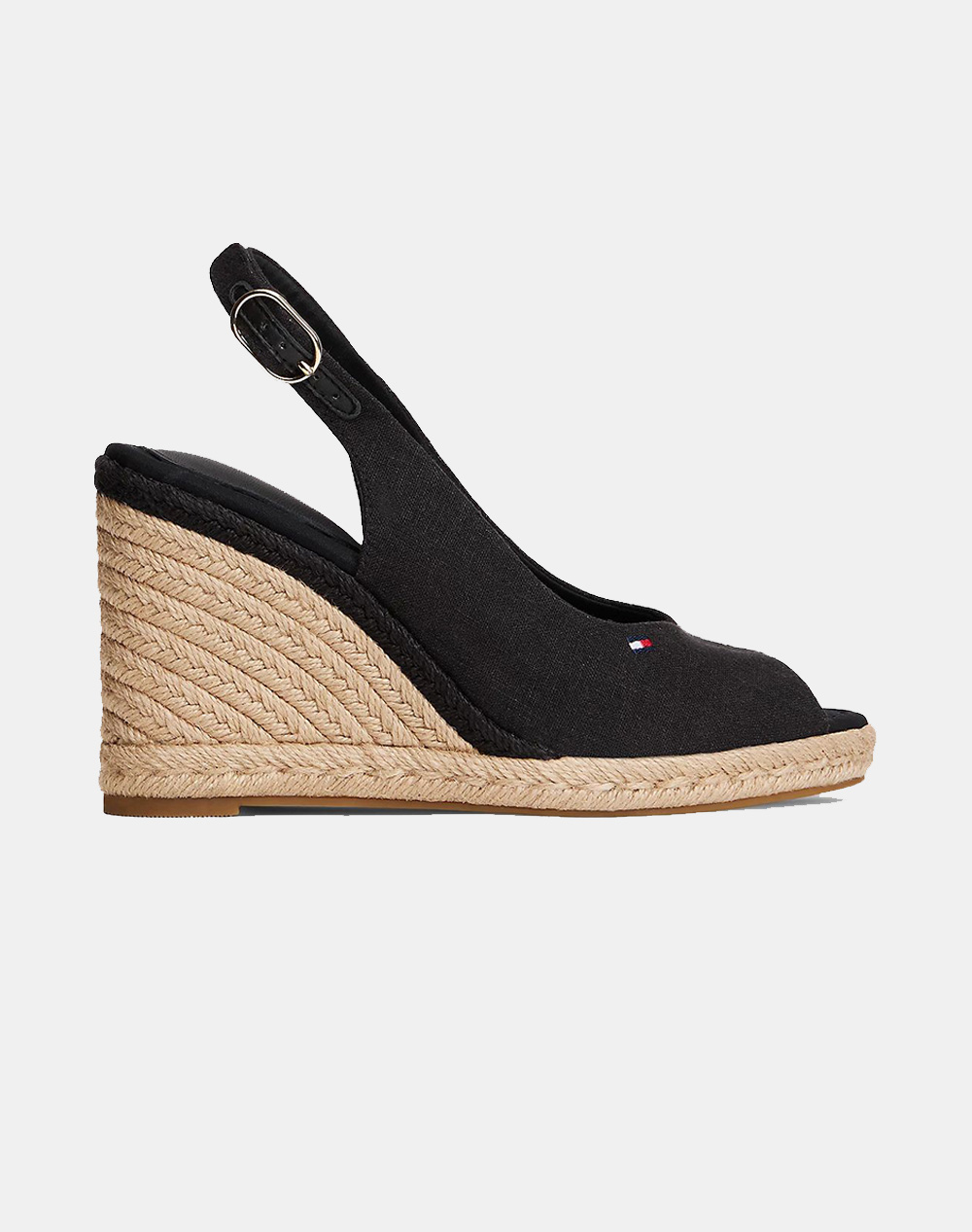 Tommy Hilfiger Flag High Wedge Espad Slingback Γυναικα Παπουτσια Εσπαντριγιες/Σανδαλια Black Υφασμα Fw0fw09343 Bds - Koolfly