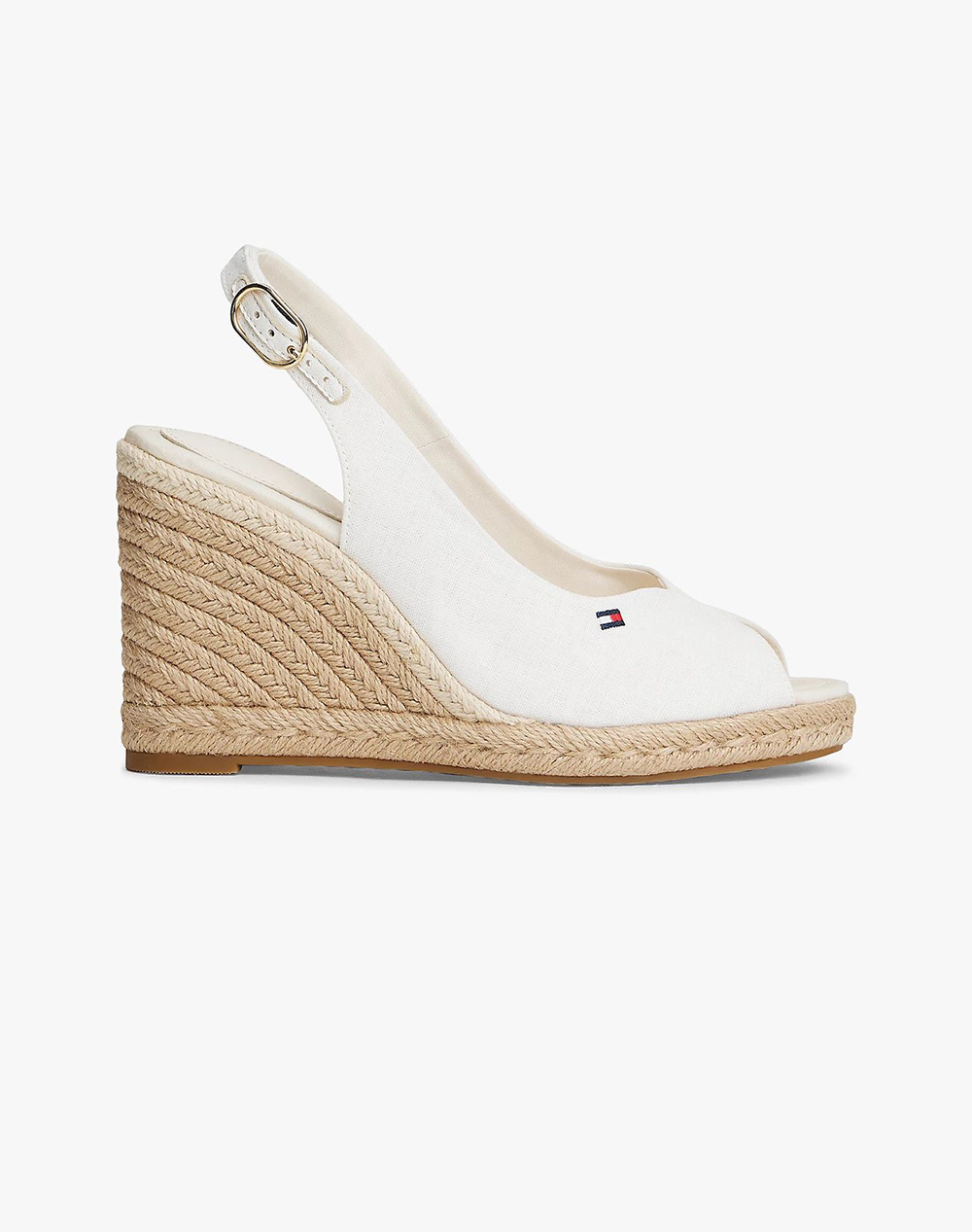 Tommy Hilfiger Flag High Wedge Espad Slingback Γυναικα Παπουτσια Εσπαντριγιες/Σανδαλια Ecru Υφασμα Fw0fw09343 Ybl - Koolfly