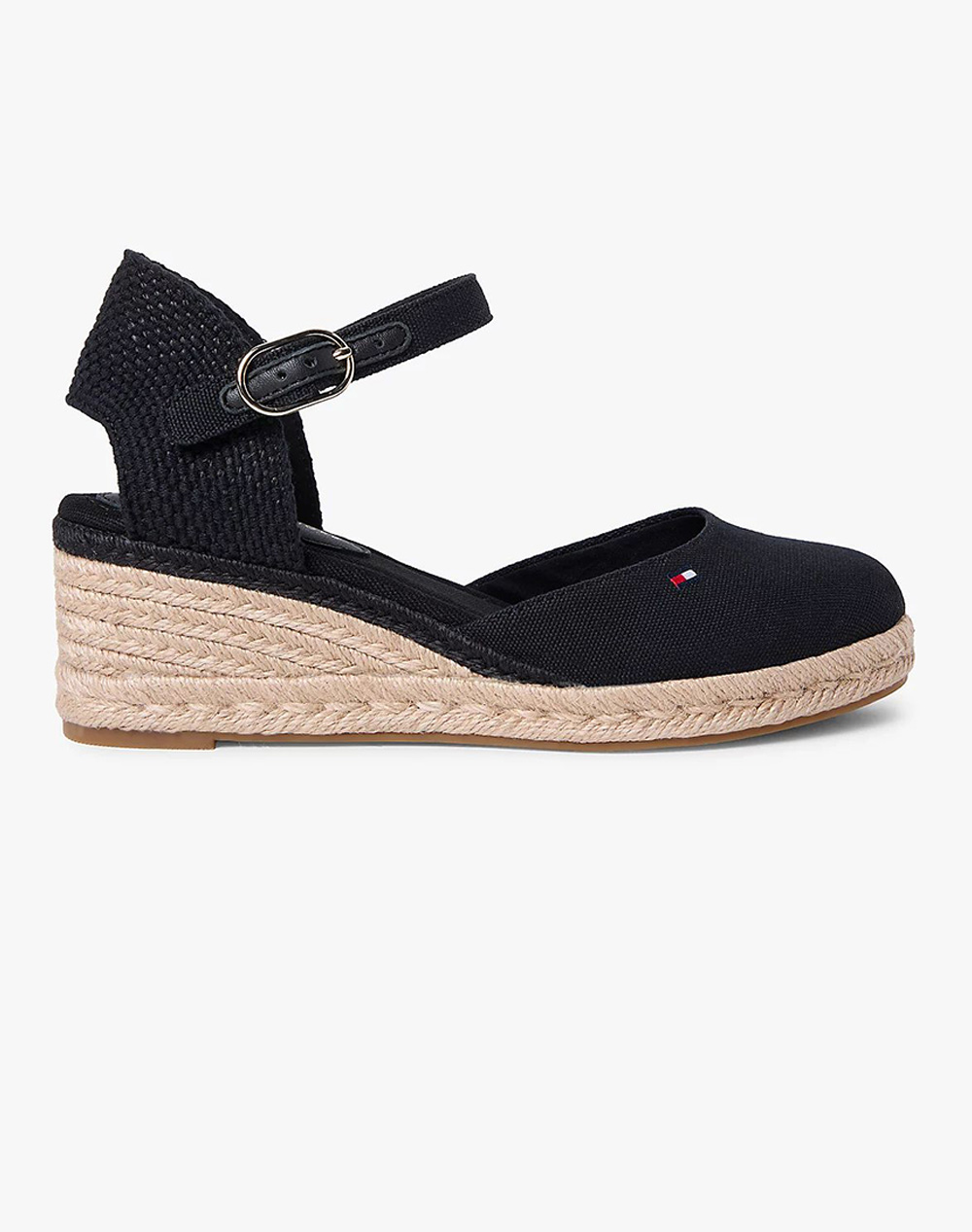 Tommy Hilfiger Mid Wedge Espad Closed Toe Γυναικα Παπουτσια Εσπαντριγιες/Σανδαλια Black Υφασμα Fw0fw09233 Bds - Koolfly