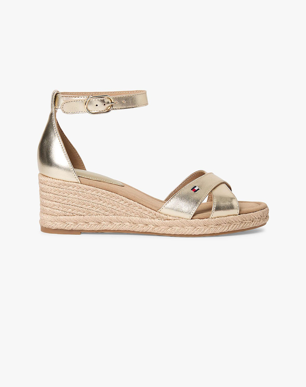 Tommy Hilfiger Mid Wedge Espad X Cross Gold Γυναικα Παπουτσια Εσπαντριγιες/Σανδαλια Gold Δερμα Fw0Fw09333 0Hs