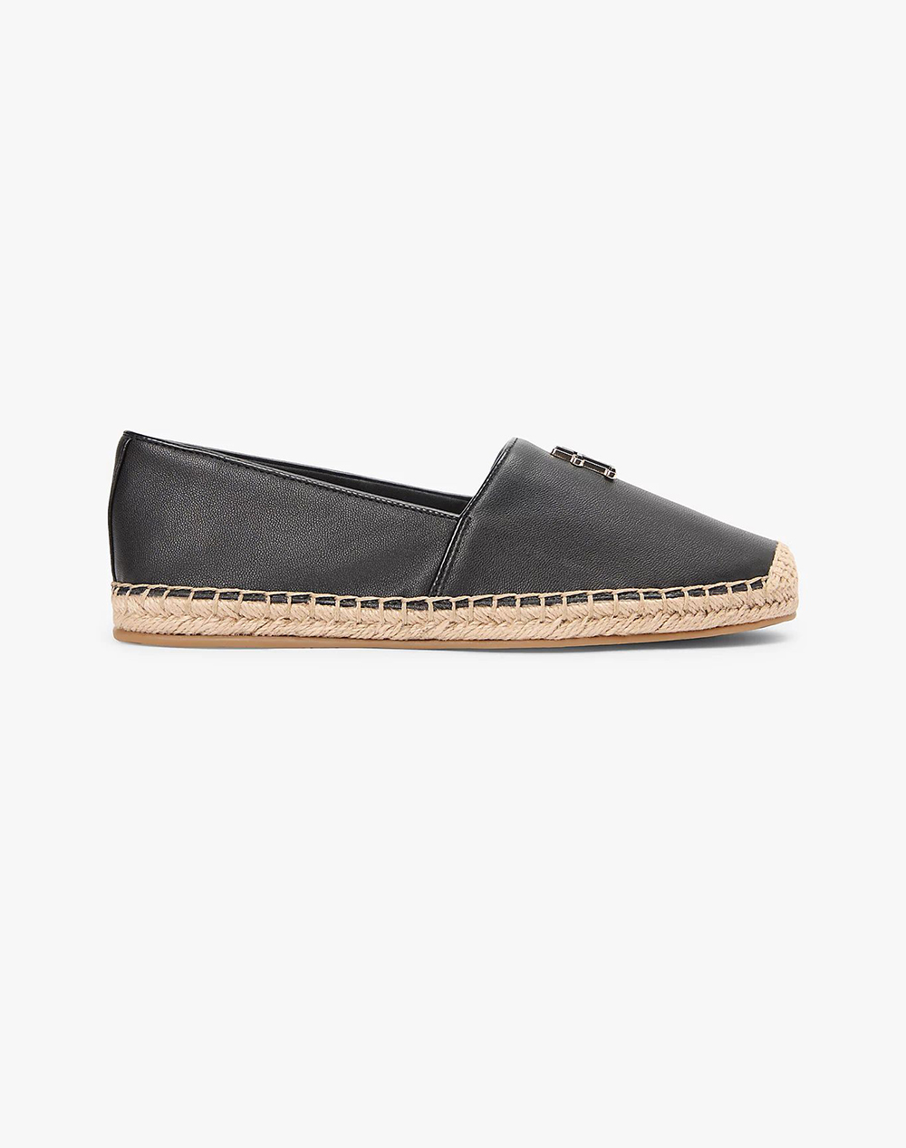 Tommy Hilfiger Th Logo Leather Espadrille Γυναικα Παπουτσια Εσπαντριγιες/Σανδαλια Black Δερμα Fw0Fw09246 Bds