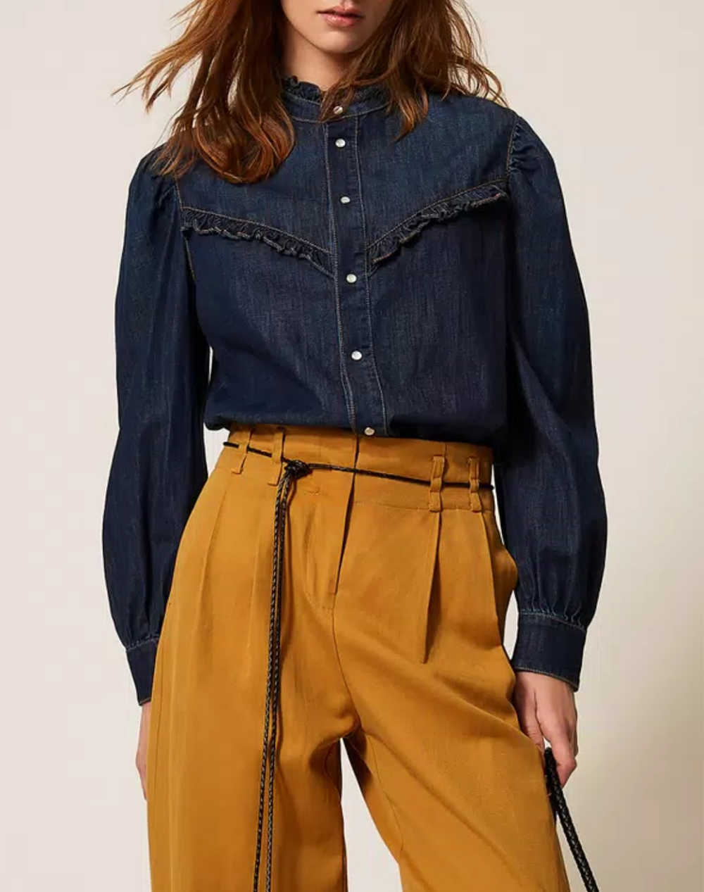 Twinset Πουκαμισο Γυναικα Ρουχα Πουκαμισα Denimblue Βαμβακιμε Ελασταν 261Tp2672 01313