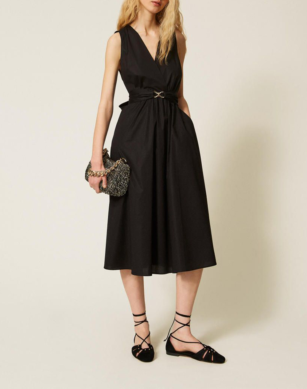 Twinset Φορεμα Γυναικα Ρουχα Φορεματα Black Βαμβακιμε Ελασταν 261Tt2161 00006