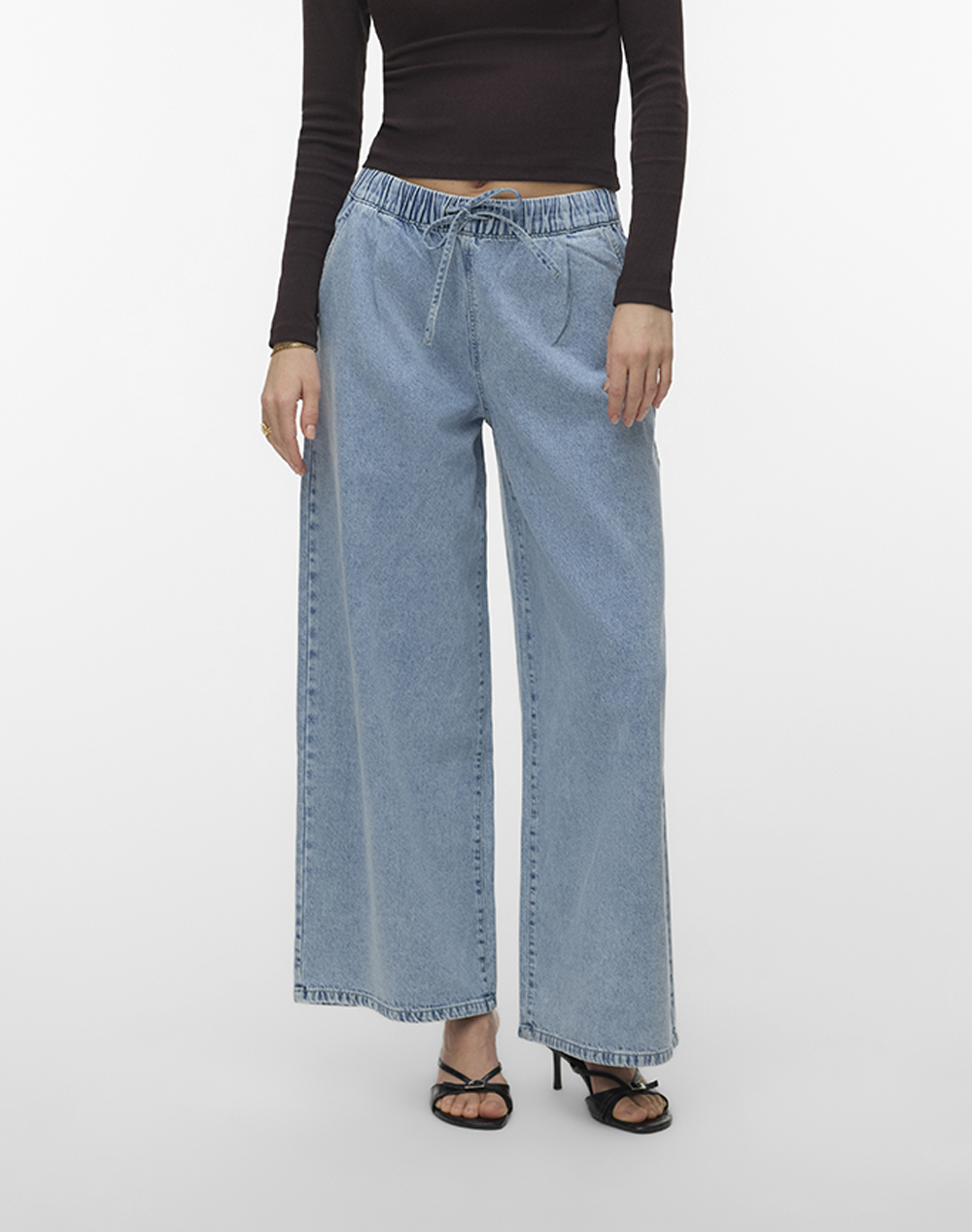 Vero Moda Vmvaleria Mr Wide Pull Up Jeans Γυναικα Ρουχα Παντελονια Jean/5P/Cargo Denimlightblue Βαμβακιβισκοζ 10340282 Light Blue Denim