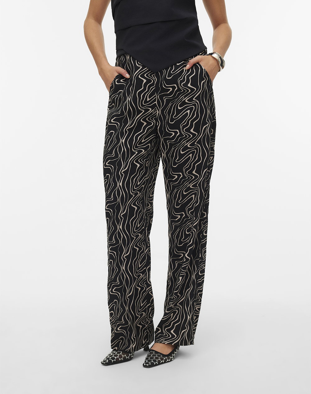 Vero Moda Vmeasy Joy Hw Wide Pants Wvn Ga Γυναικα Ρουχα Παντελονια Υφασματινα Black Βισκοζ 10297357 Blackdana