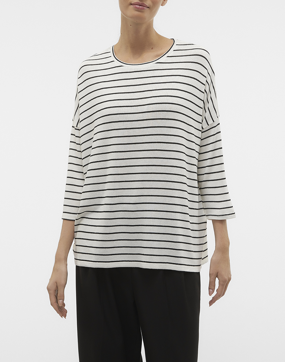 Vero Moda Vmbrianna 3/4 Pullover Boo Rep Γυναικα Ρουχα Μπλουζες Πλεκτα Mixed Βισκοζ,Με Ελασταν,Συνθετικο 10277858 Snow Whitewblack - Koolfly