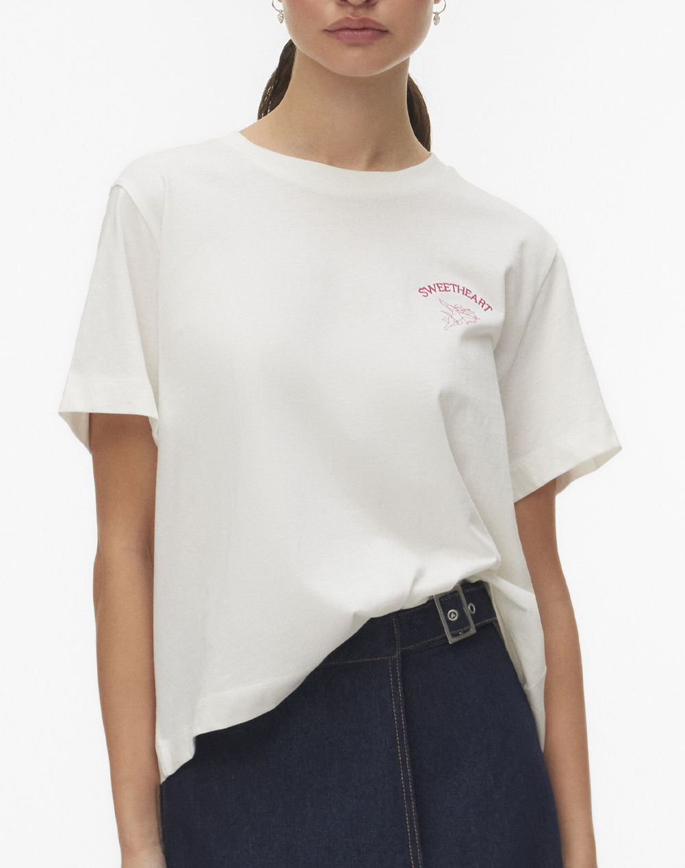 Vero Moda Vmsophie Mette Ss Top Box Jrs Ga Γυναικα Ρουχα Μπλουζες Τ Shirt Offwhite Βαμβακι 10341351 Snow Whitesweetheart - Koolfly