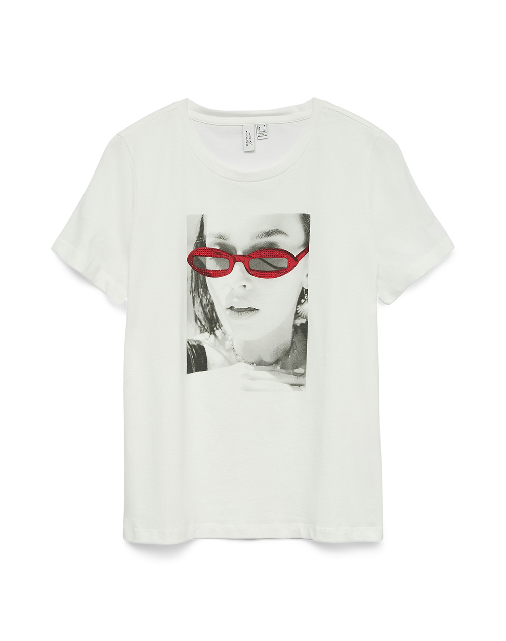 Vero Moda Vmjamaica S/S T Shirt Jrs Btq Γυναικα Ρουχα Μπλουζες Τ Shirt Offwhite Βαμβακι 10341639 Snow Whitesunglassesrhinestones