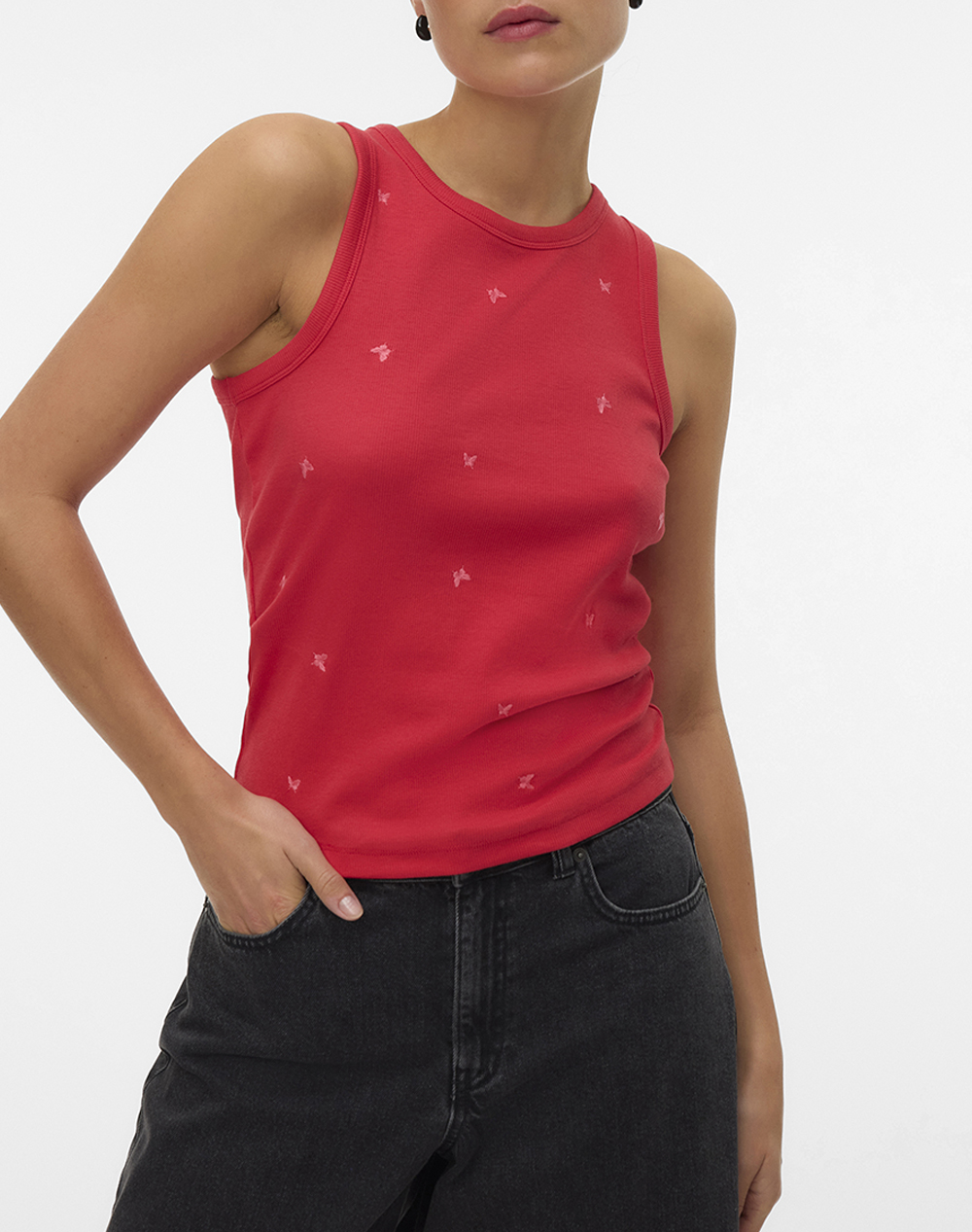 Vero Moda Vmnaja Tank Top Box Jrs Γυναικα Ρουχα Μπλουζες Τοπ/Κορμακια Red Βαμβακι,Με Ελασταν 10341964 Poinsettiabutterfly - Koolfly