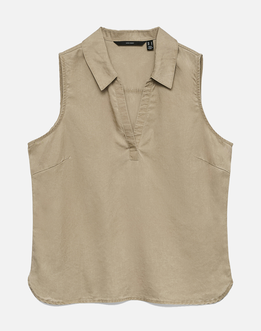 Vero Moda Vmharper Sl Collar Short Tencel Top Ga Γυναικα Ρουχα Μπλουζες Τοπ/Κορμακια Camel Με Ελαστανσυνθετικο 10283751 Silver Mink