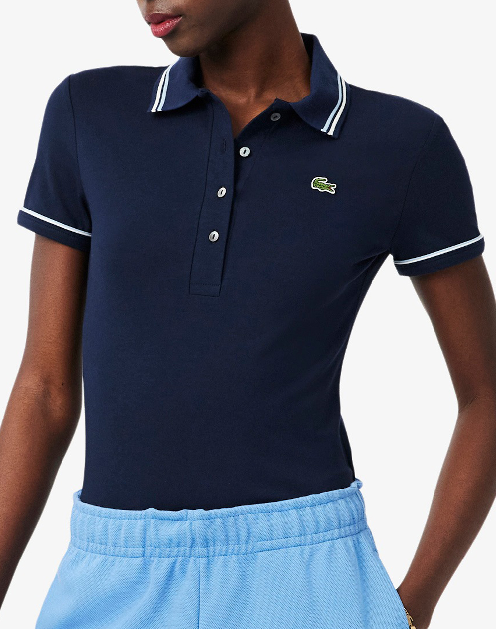 Lacoste Μπλουζα Πολο Κμ Γυναικα Ρουχα Μπλουζες Polo Navyblue Βαμβακιμε Ελαστανσυνθετικο 3Df5284 3Ui