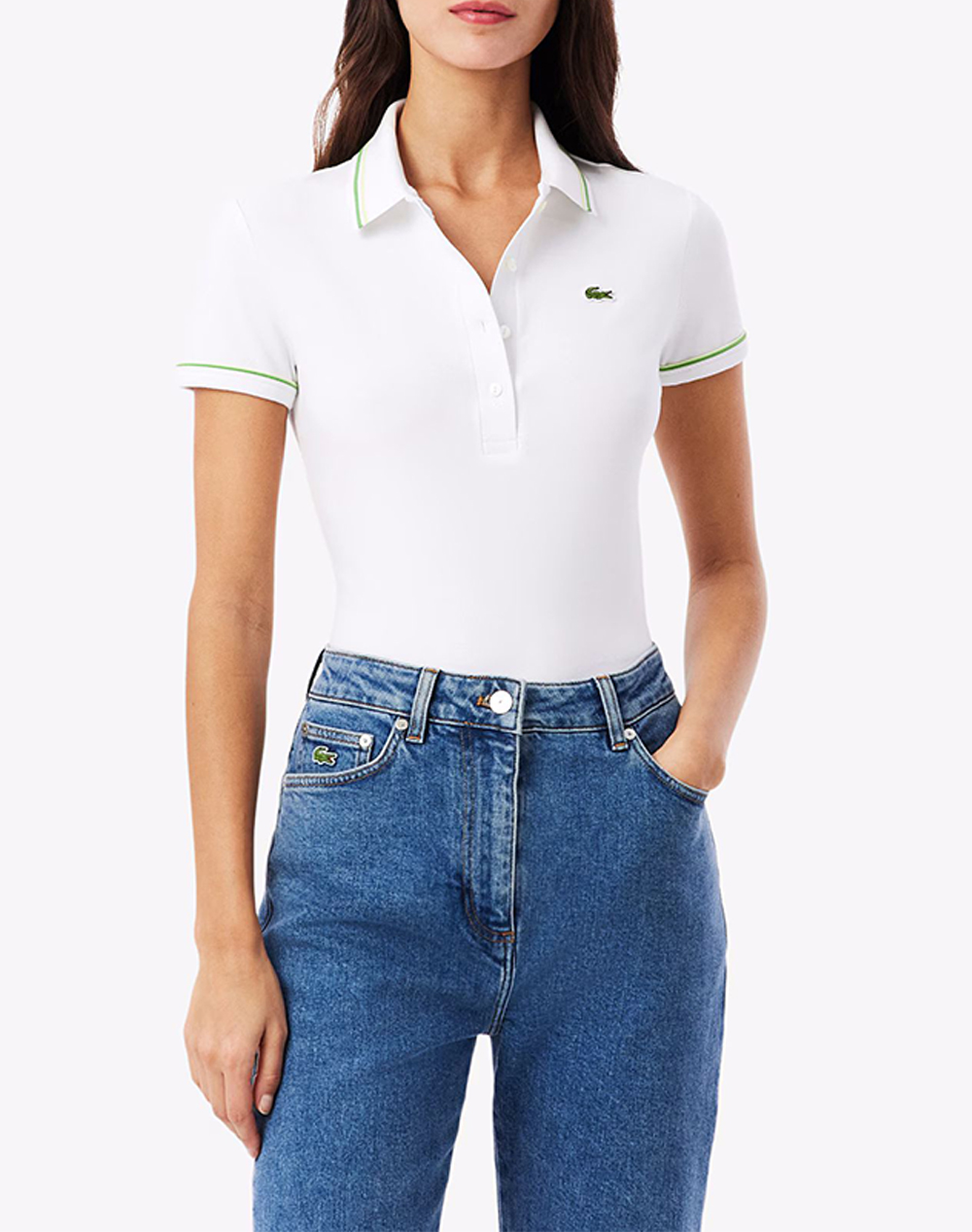 Lacoste Μπλουζα Πολο Κμ Γυναικα Ρουχα Μπλουζες Polo White Βαμβακιμε Ελαστανσυνθετικο 3Df5284 3Sm