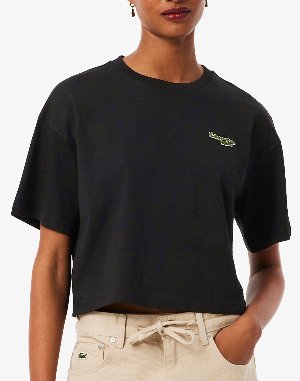 Lacoste Μπλουζα Κμ Tee Shirt Ss Γυναικα Ρουχα Μπλουζες Τ Shirt Black Βαμβακι 3Tf7605 031 - Koolfly