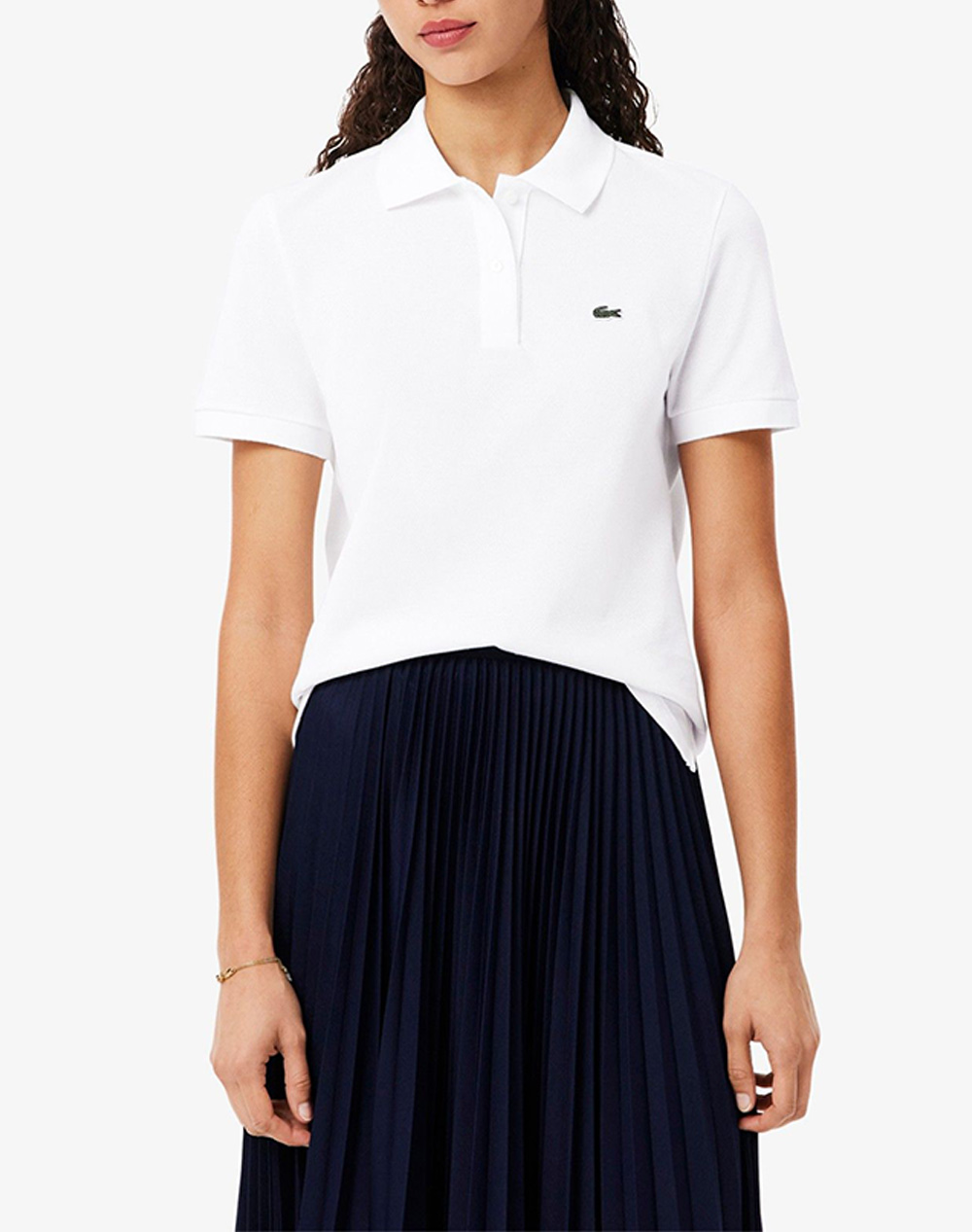 Lacoste Μπλουζα Κμ Short Sleeved Ribbed Collar Shirt Γυναικα Ρουχα Μπλουζες Polo White Βαμβακι 3Pf7839 001