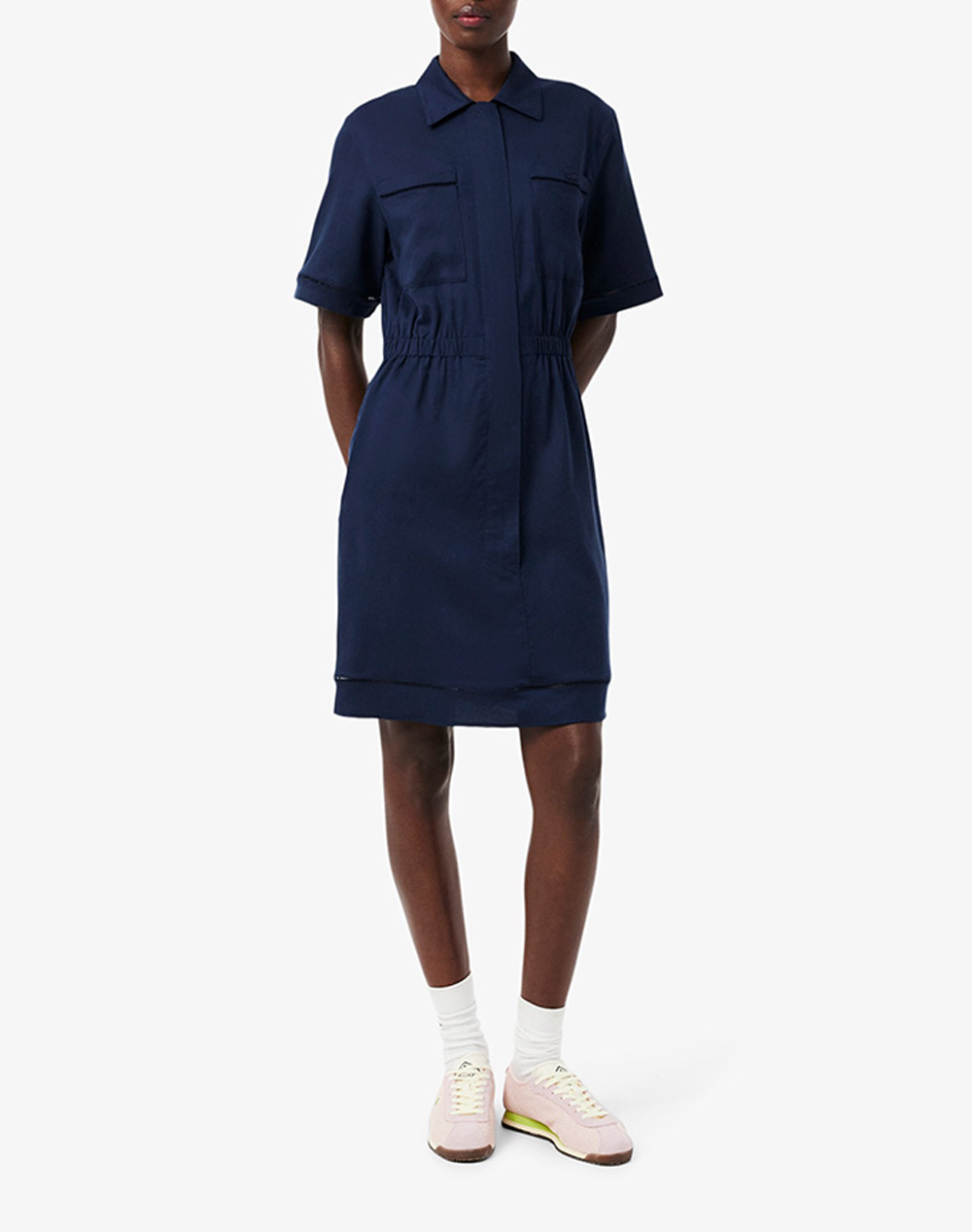 Lacoste Φορεμα Κμ Dress Ss Γυναικα Ρουχα Φορεματα Navyblue Λινοσυνθετικο 3Ef0201 166