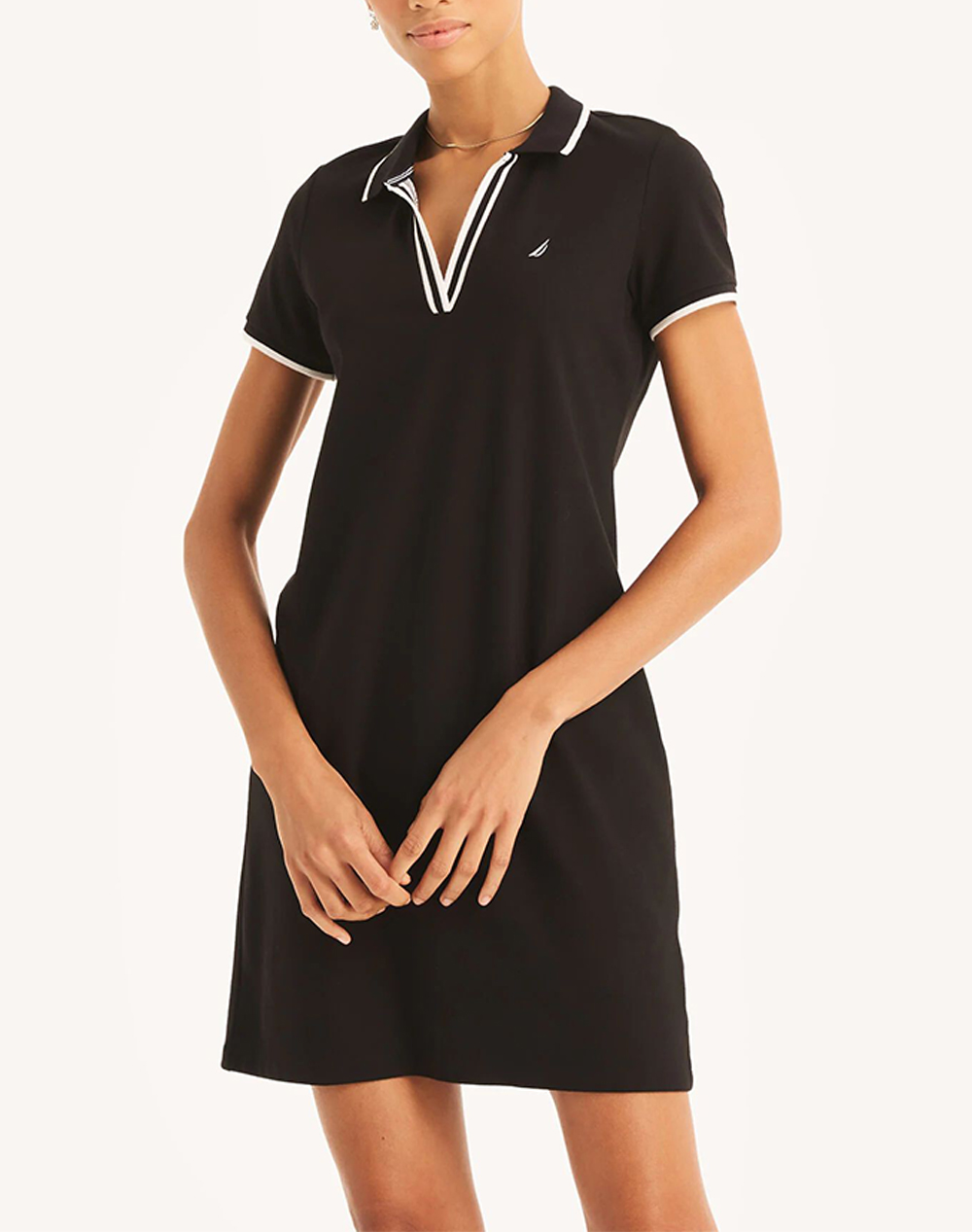 Nautica Φορεμα S/S Tipped Knit Ocean Polo Dress Γυναικα Ρουχα Φορεματα Black Βαμβακιμε Ελαστανσυνθετικο 3Nc25D603 0Tb