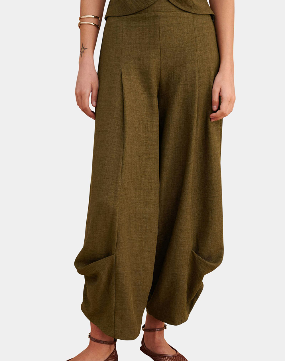 Attrattivo Παντελονι Γυναικα Ρουχα Παντελονια Υφασματινα Olive Συνθετικο 91014090 Ladi